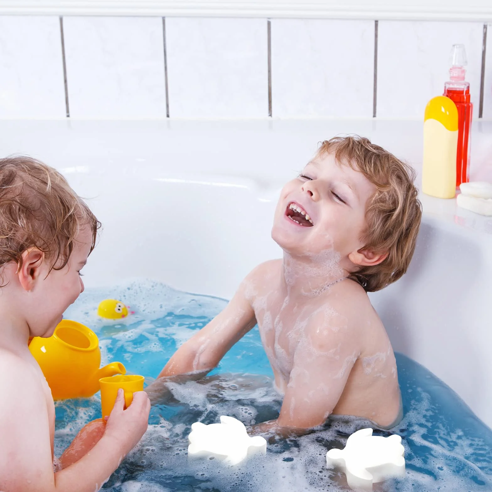 Esponja Absorbente de Aceite Luter para Bañera de Hidromasaje, Forma de Tortuga, Flotante para Piscina y SPA, Blanco