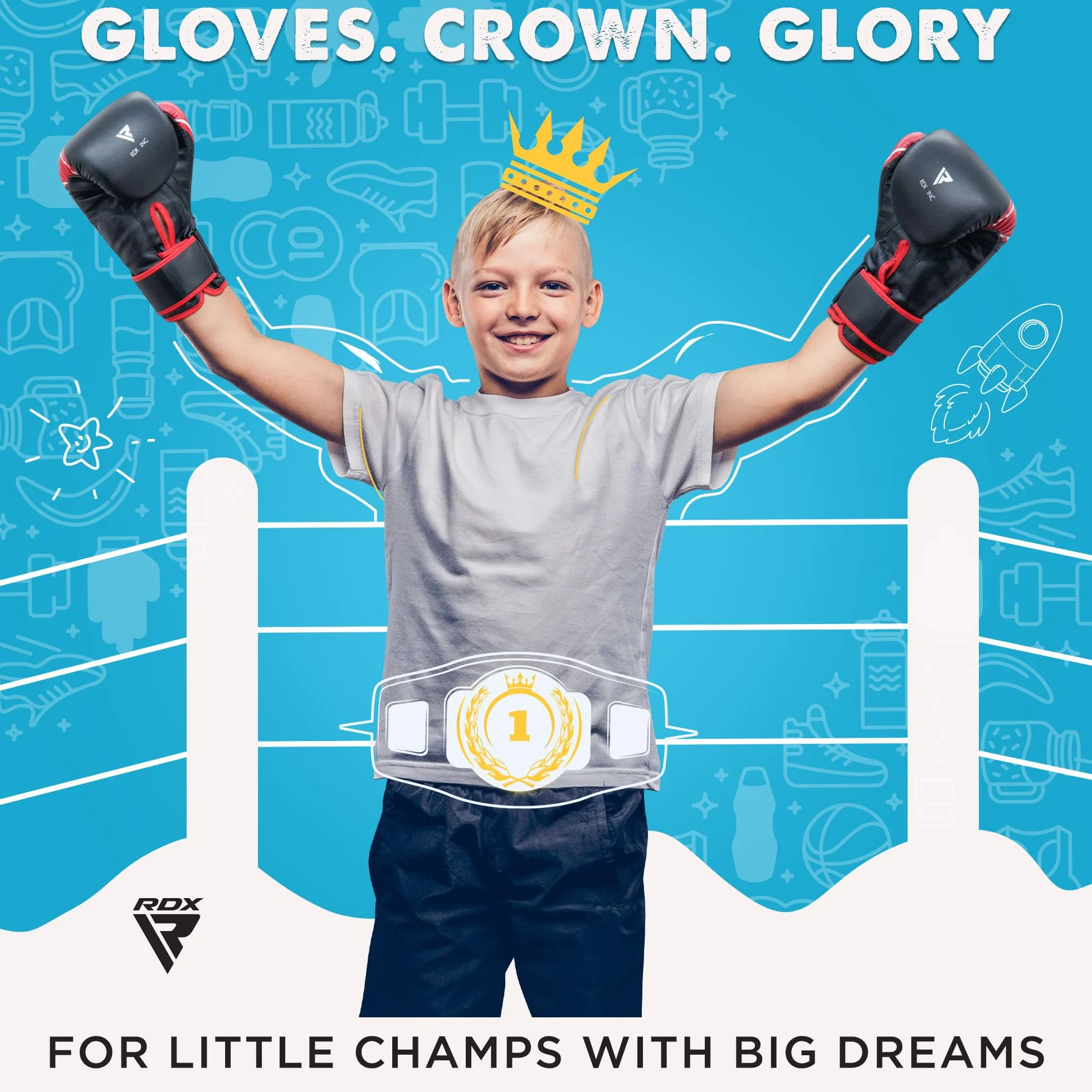 RDX Guantes de Boxeo Niños Cuero Maya Hide 6oz 4oz Entrenamiento Muay Thai