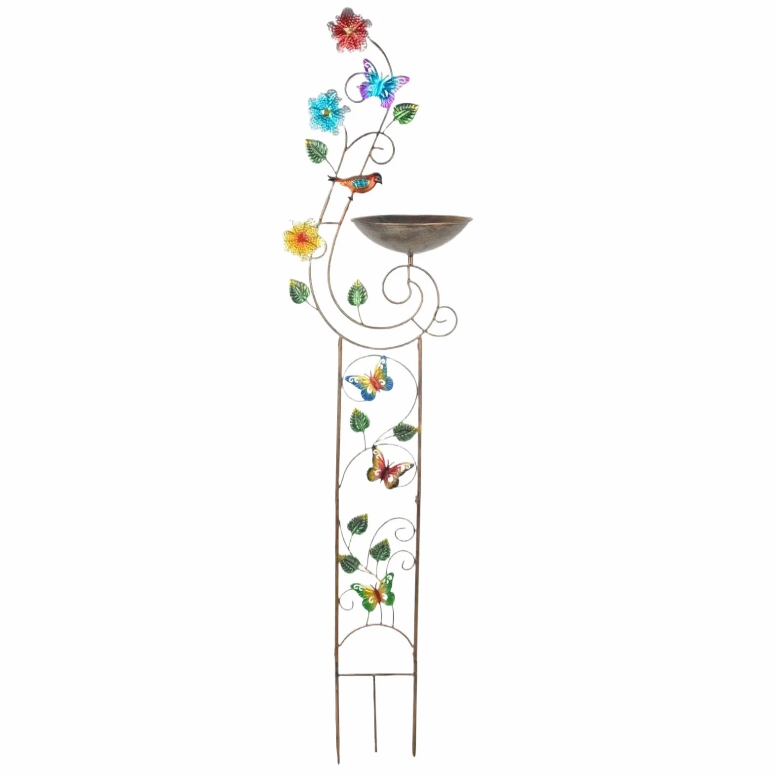 Bebedero para Pájaros con Estaca De Diseño Artístico Y Decorativo | Bebedero de Aves de Pie Para Jardín Patio Césped Patio Trasero Fuente De Agua Decorativa Exterior Cuenco Jardín Césped