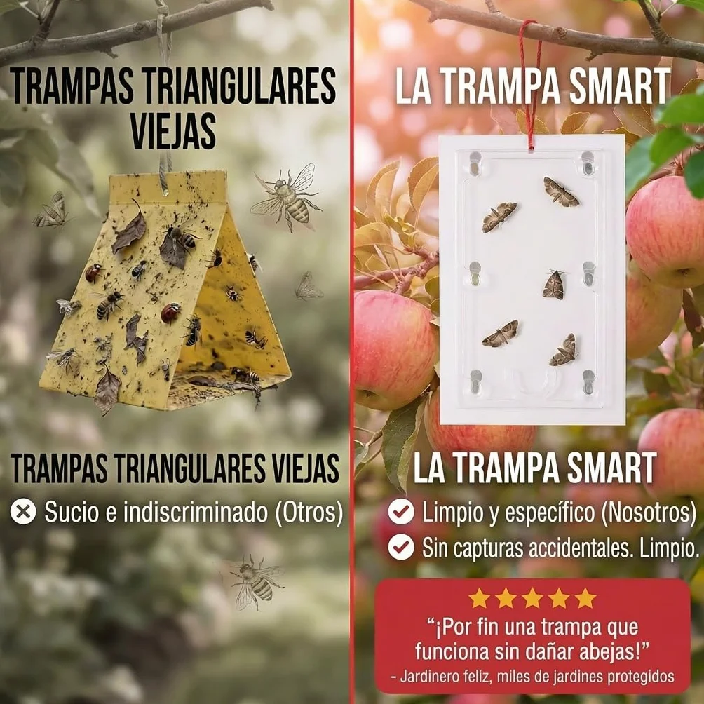 Pestmatic® Trampa Smart Polilla Manzana | Pack de 3 | Monitorización para Manzanos | Atrayente Natural Seguro para Abejas y Aves