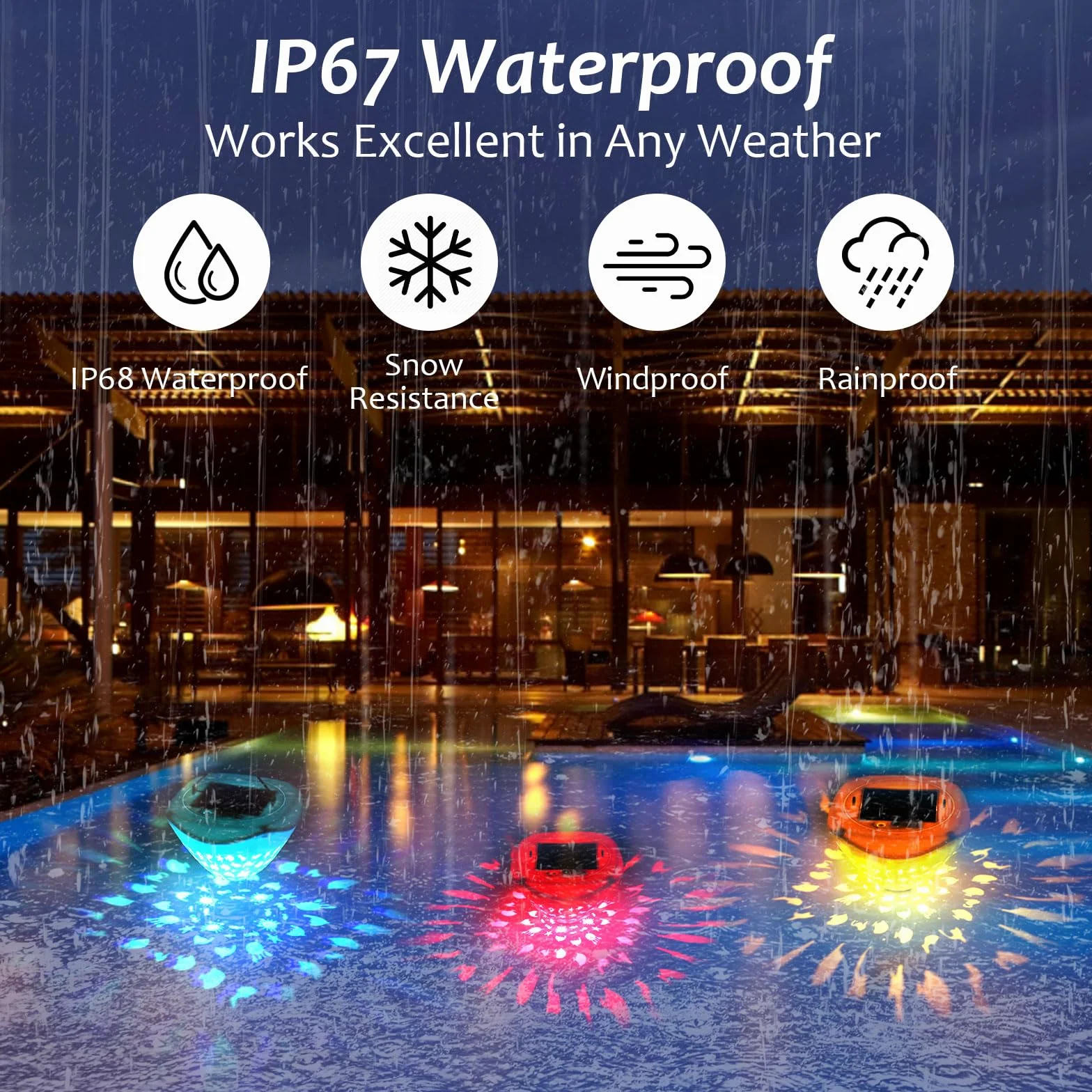 Longzhuo Iluminación solar para piscina flotante USB bajo el agua con mando a distancia