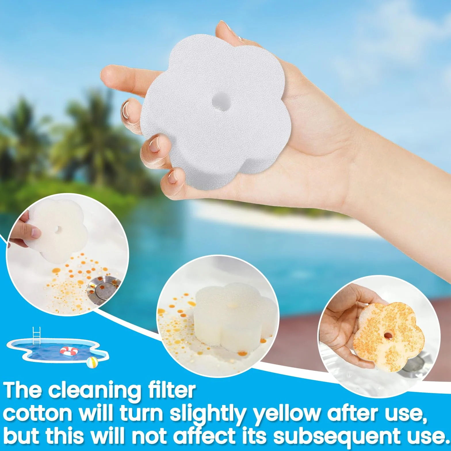 Esponjas Absorbentes Piscina Forma de Flor Absorbe Aceite Grasa Suciedad 12 PCS