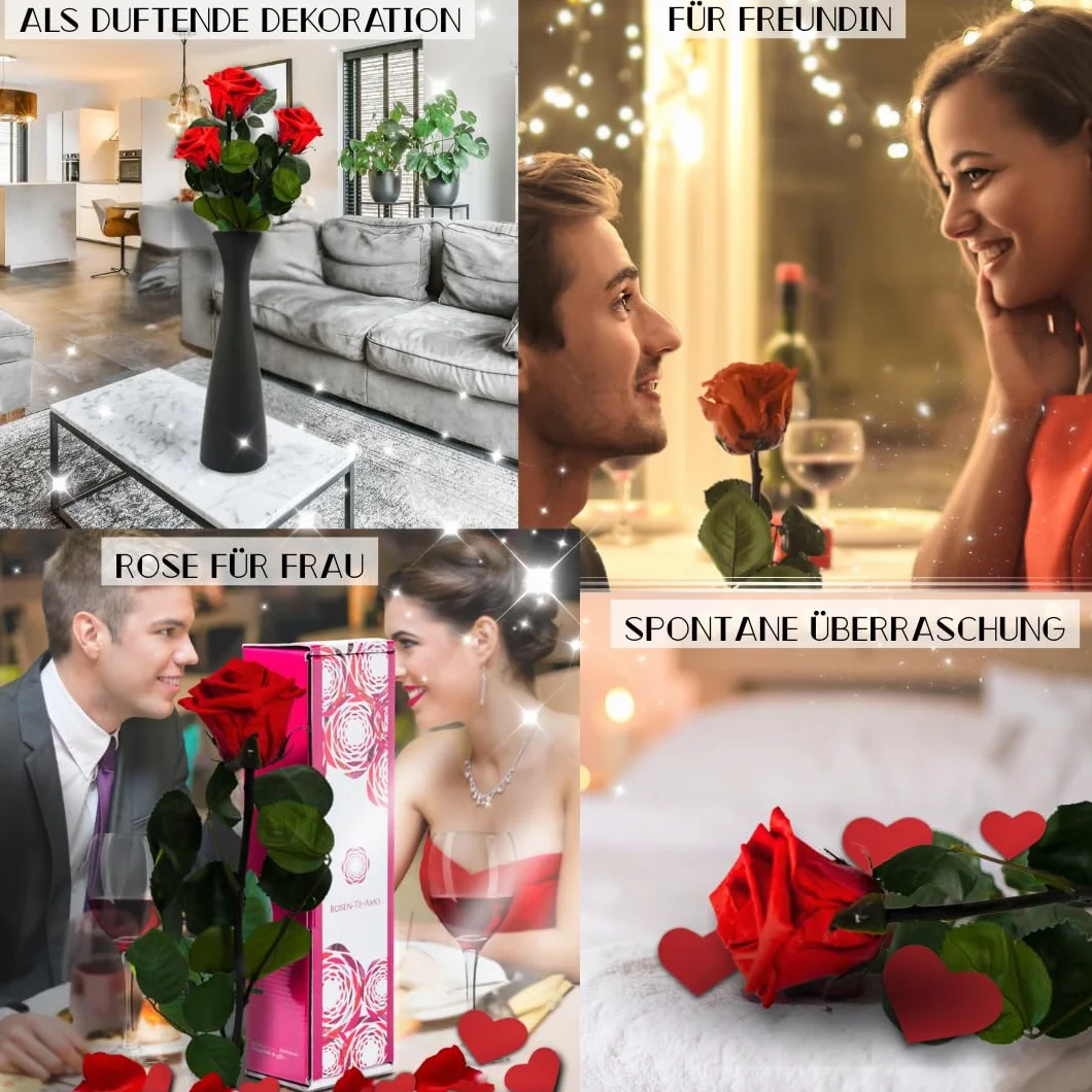 Rosa eterna preservada roja caja regalo design refinado flores naturales domicilio decoracion hogar