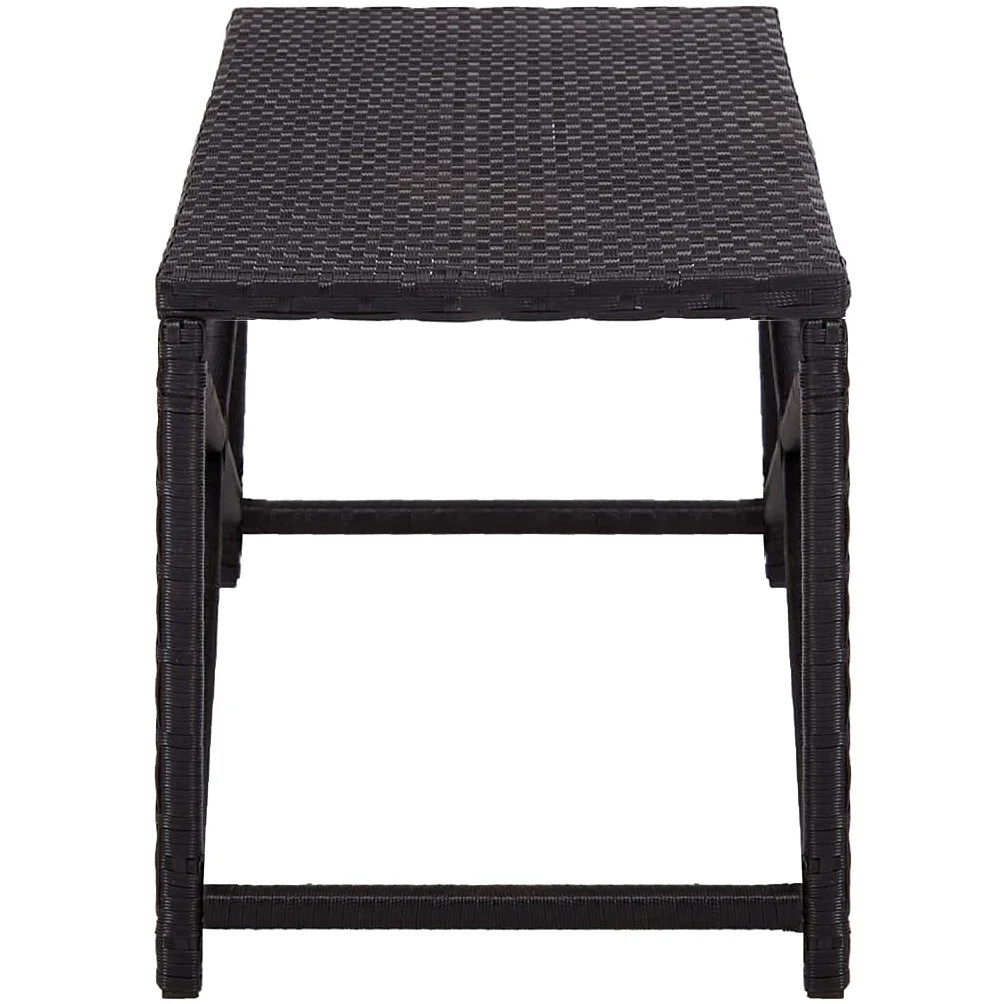 Banco de jardín de 120 cm de ratán sintético resistente a la intemperie en negro, ratán de polietileno impermeable, estructura de acero pulverizado, fácil de limpiar y estable para terraza