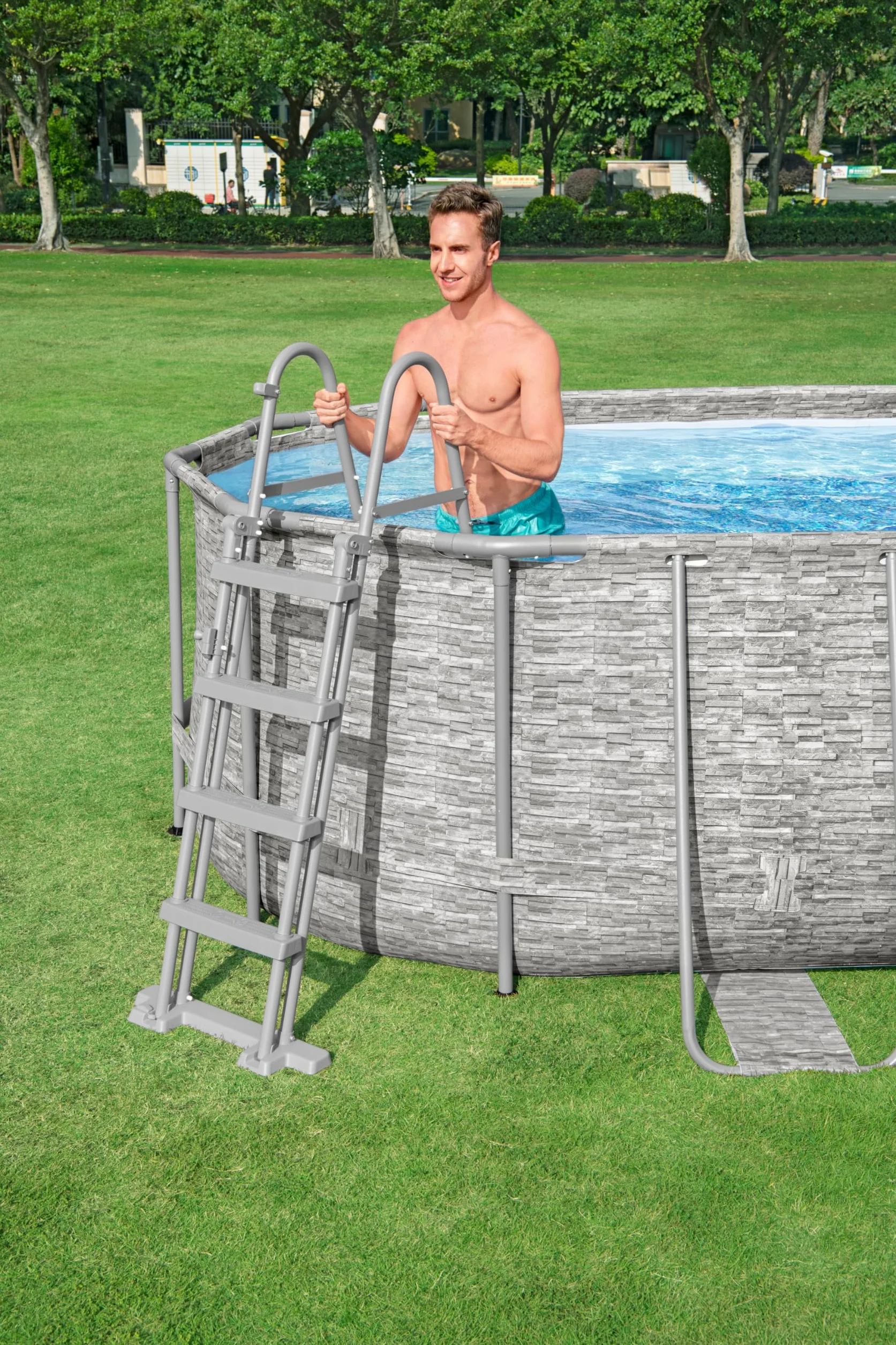 Bestway Escalera Piscina Abatible 1,22 m con Seguro