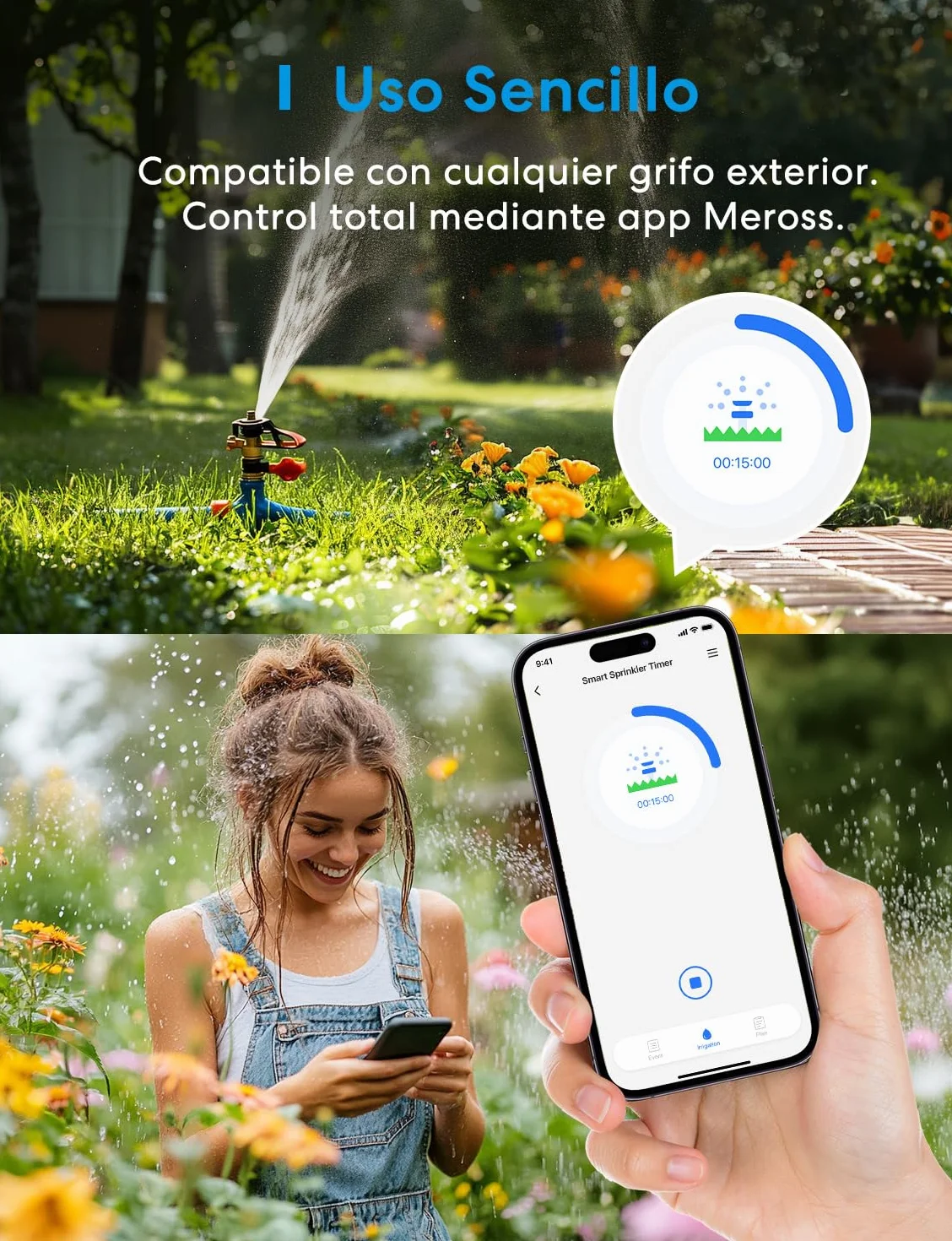 Meross MST100 Programador Riego WiFi Hub MSH450/MSH400 Requerido Riego Automatico Pausa Lluvia App HomeKit Alexa Google Home