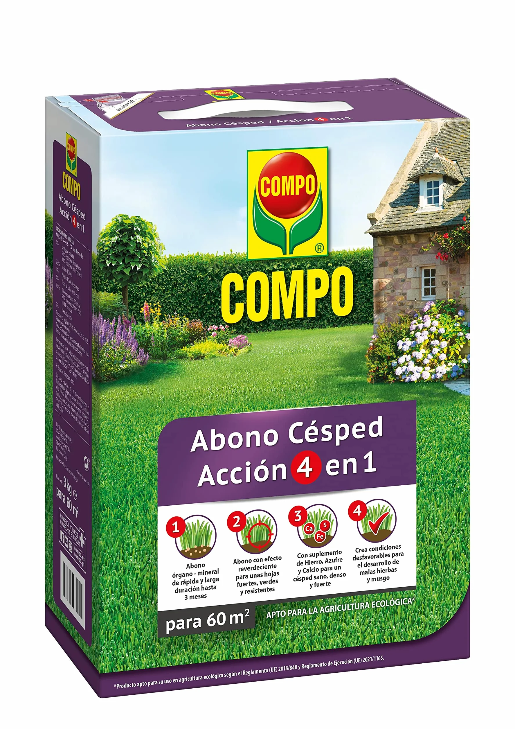 COMPO Abono de césped Acción 4 en 1 Micro granulado 3 kg