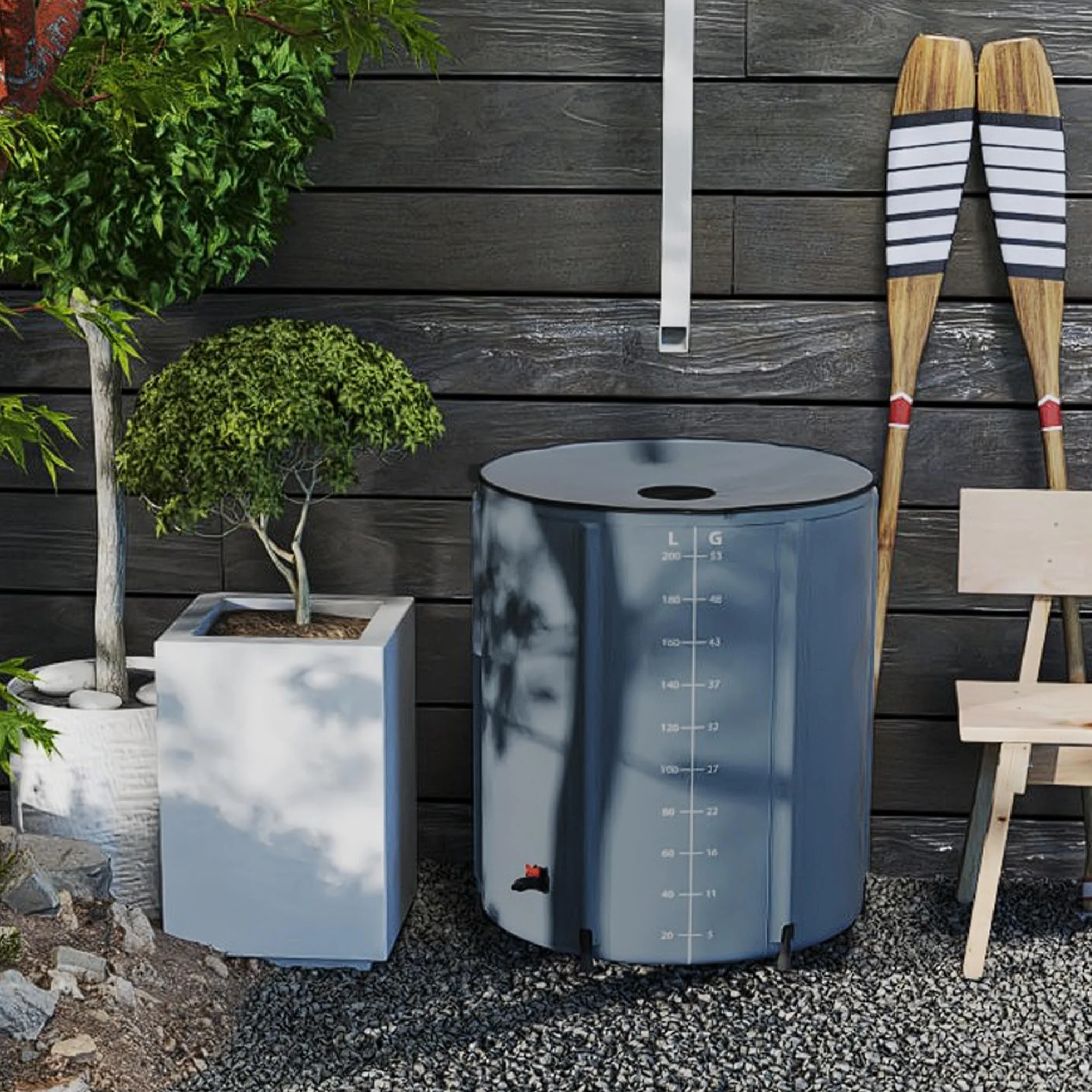 YRHome Depósito de agua de lluvia plegable 200 litros resistente UV intemperie