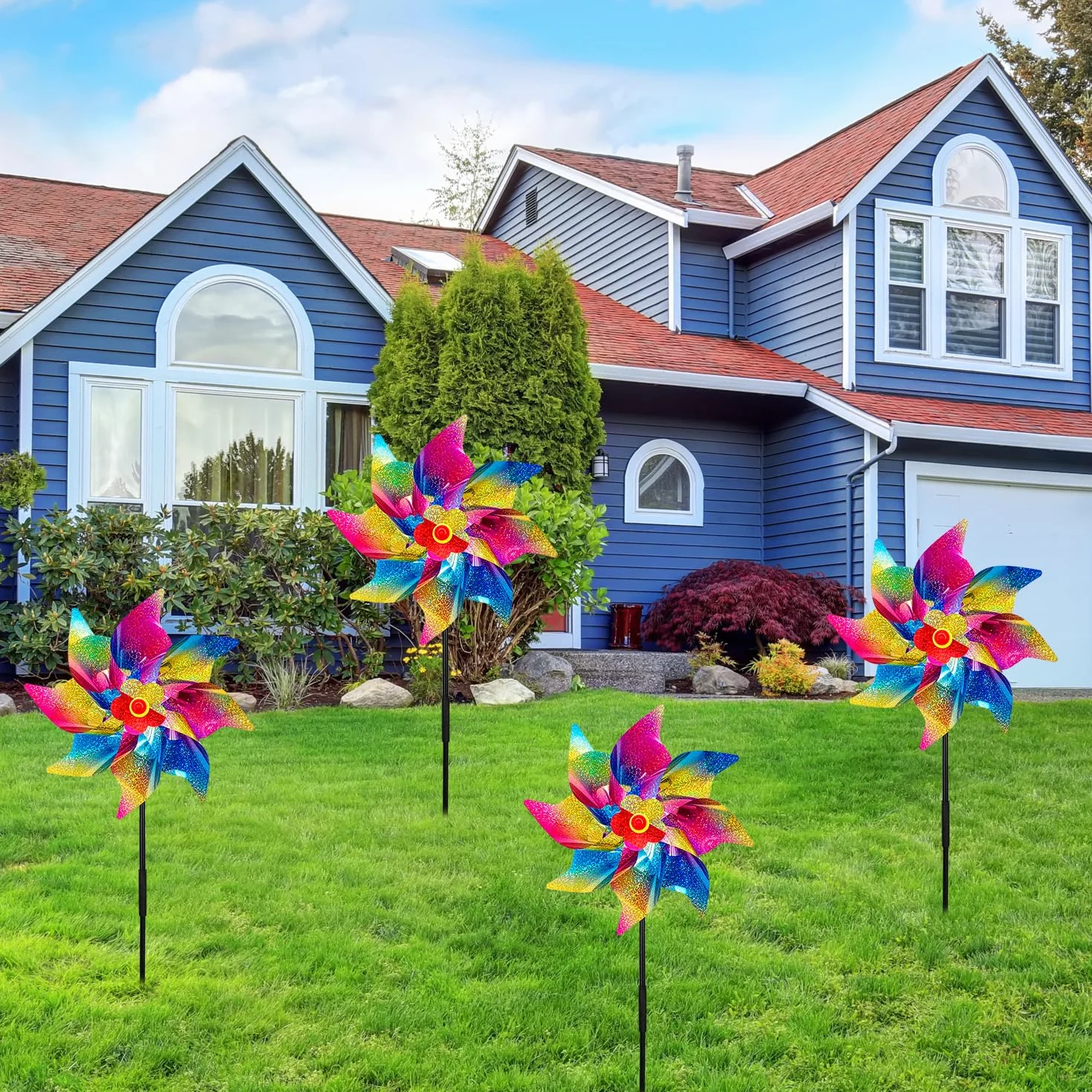 Molinillos de Viento Repelentes de Pájaros Reflectantes para Jardín, Patio, Balcón Decoración