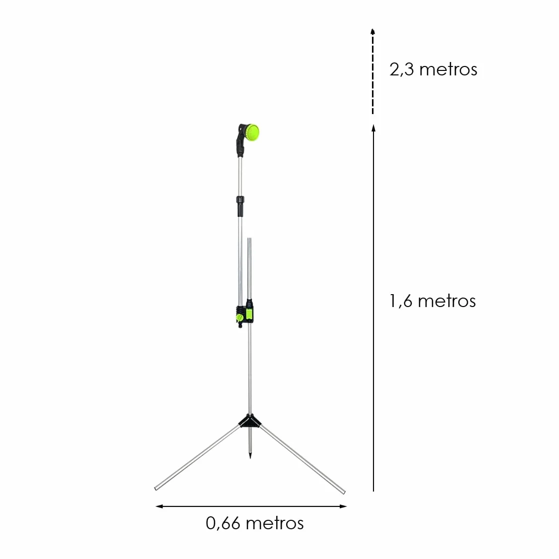 Acomoda Ducha de Jardín de Aluminio Altura Regulable 230 cm Cabezal Rotante 180° Conector Universal