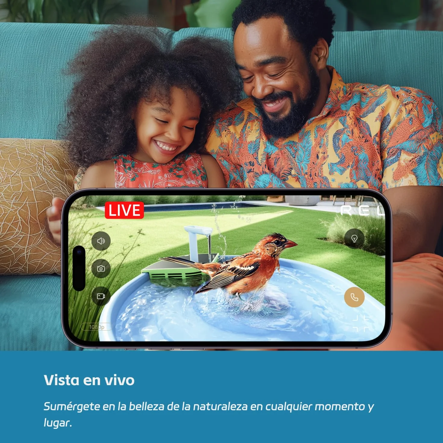 RELI Birddy Original Smart Bird Bath con cámara solar