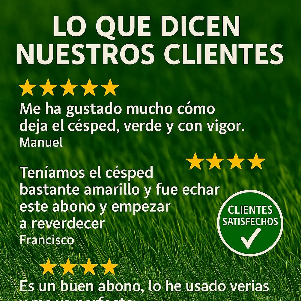 FERTIBONO Abono Césped 2 kg NPK Magnesio Hierro Manganeso Revitaliza Césped Amarillo 80 m²