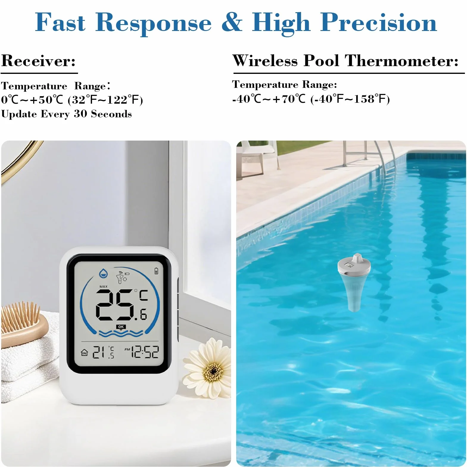Termómetro Inalámbrico para Piscina Digital Flotante IP68