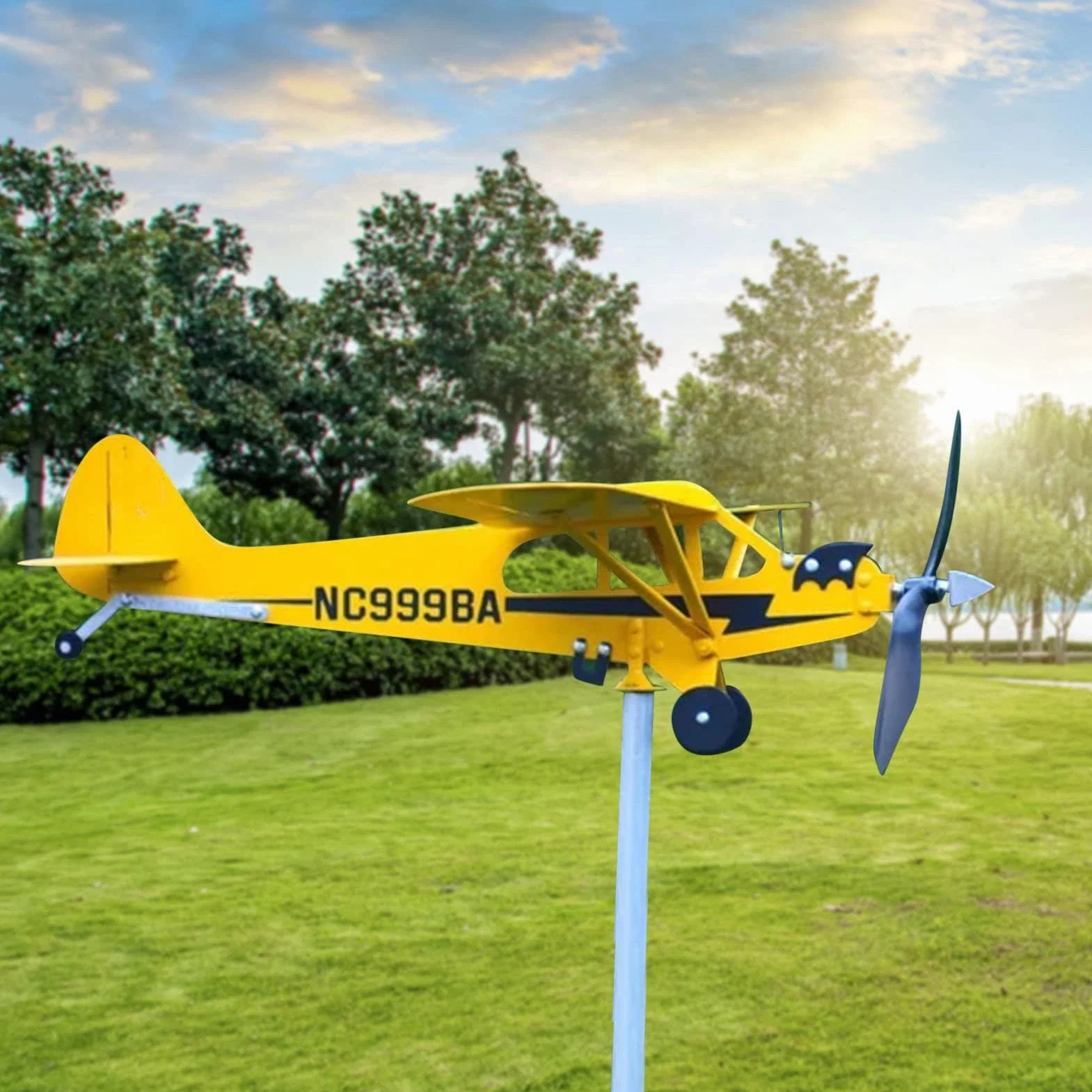Veleta de Avión Hecha a Mano Piper J3 Cub Metal Decoración para Amantes de Vuelos