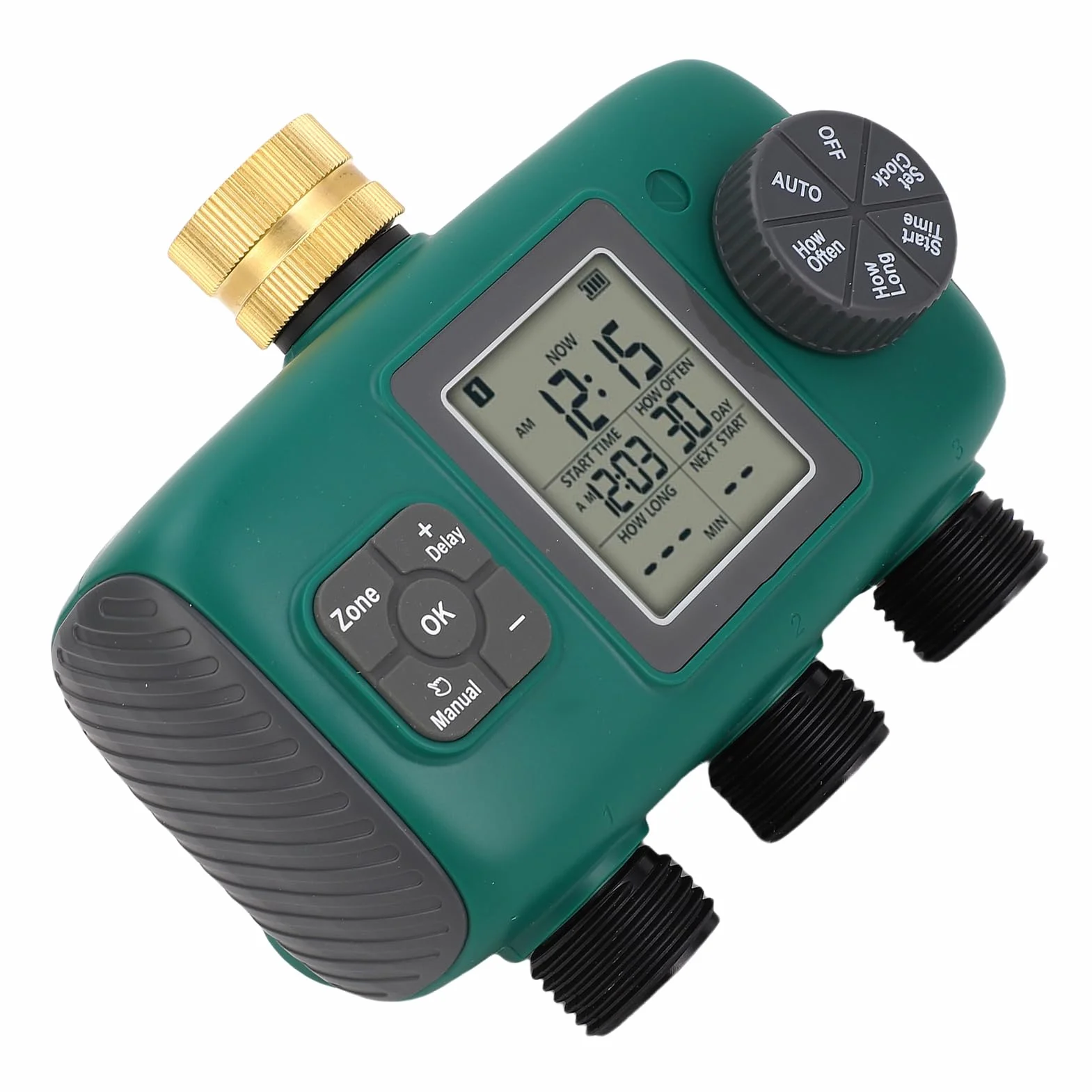 Generic Temporizador de Aspersor de 3 Salidas, Pantalla LCD de Latón Eficiente, Temporizador de Riego para Jardín, Material de Latón