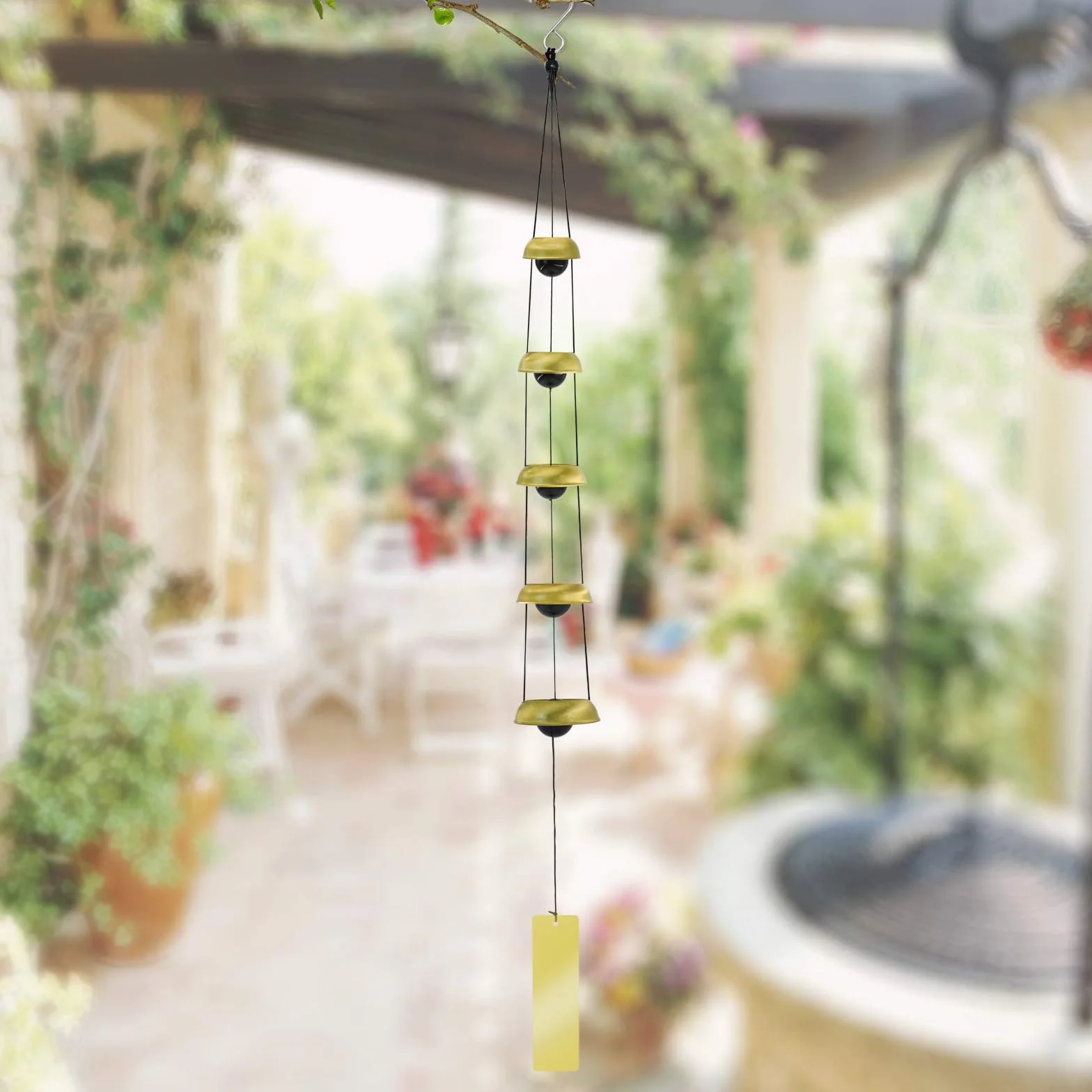 Campanas de viento de cobre para exteriores, 5 campanas Feng Shui, decoración de jardín y hogar