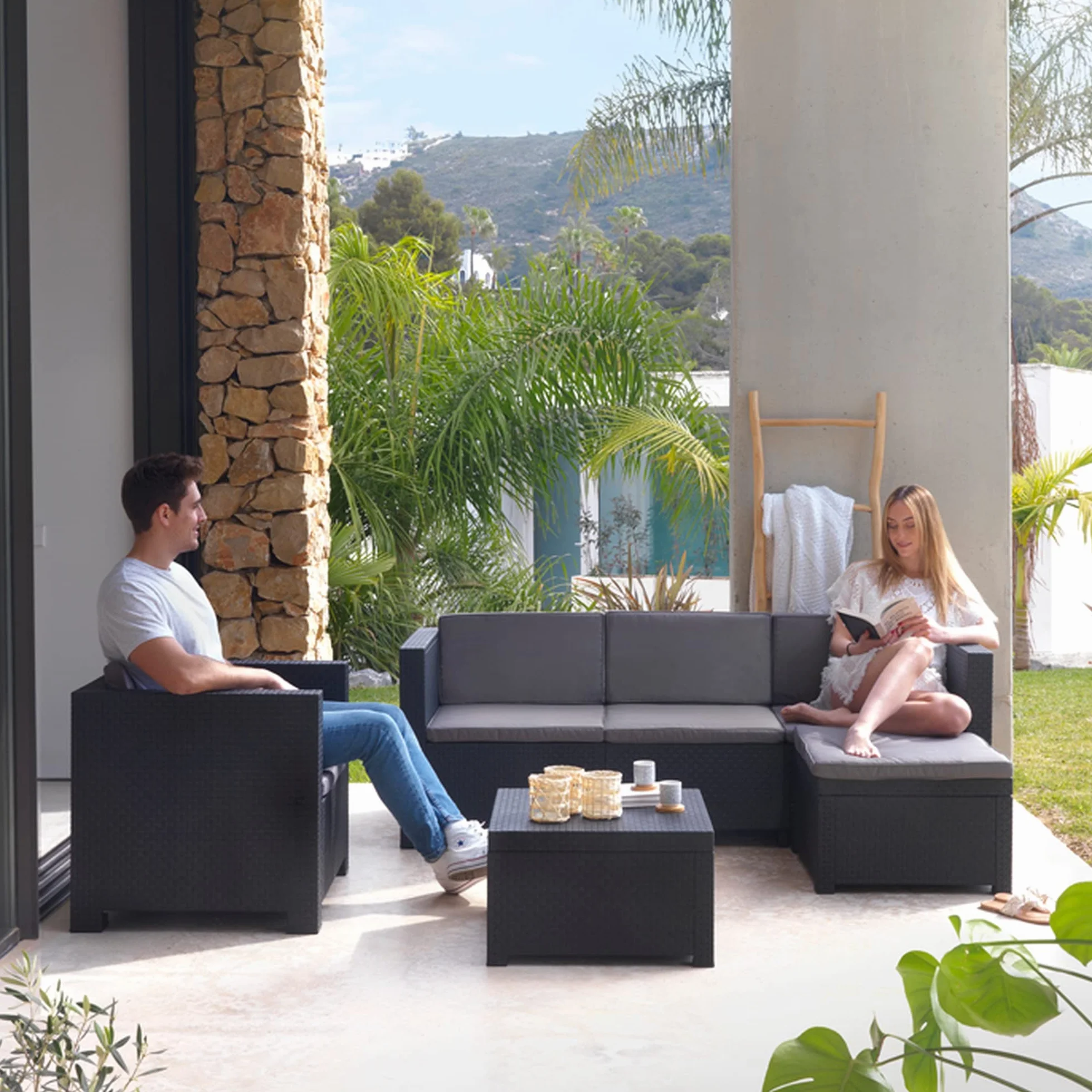 Set Muebles de Salon Exterior 5 Plazas SP Berner Manhattan Grafito