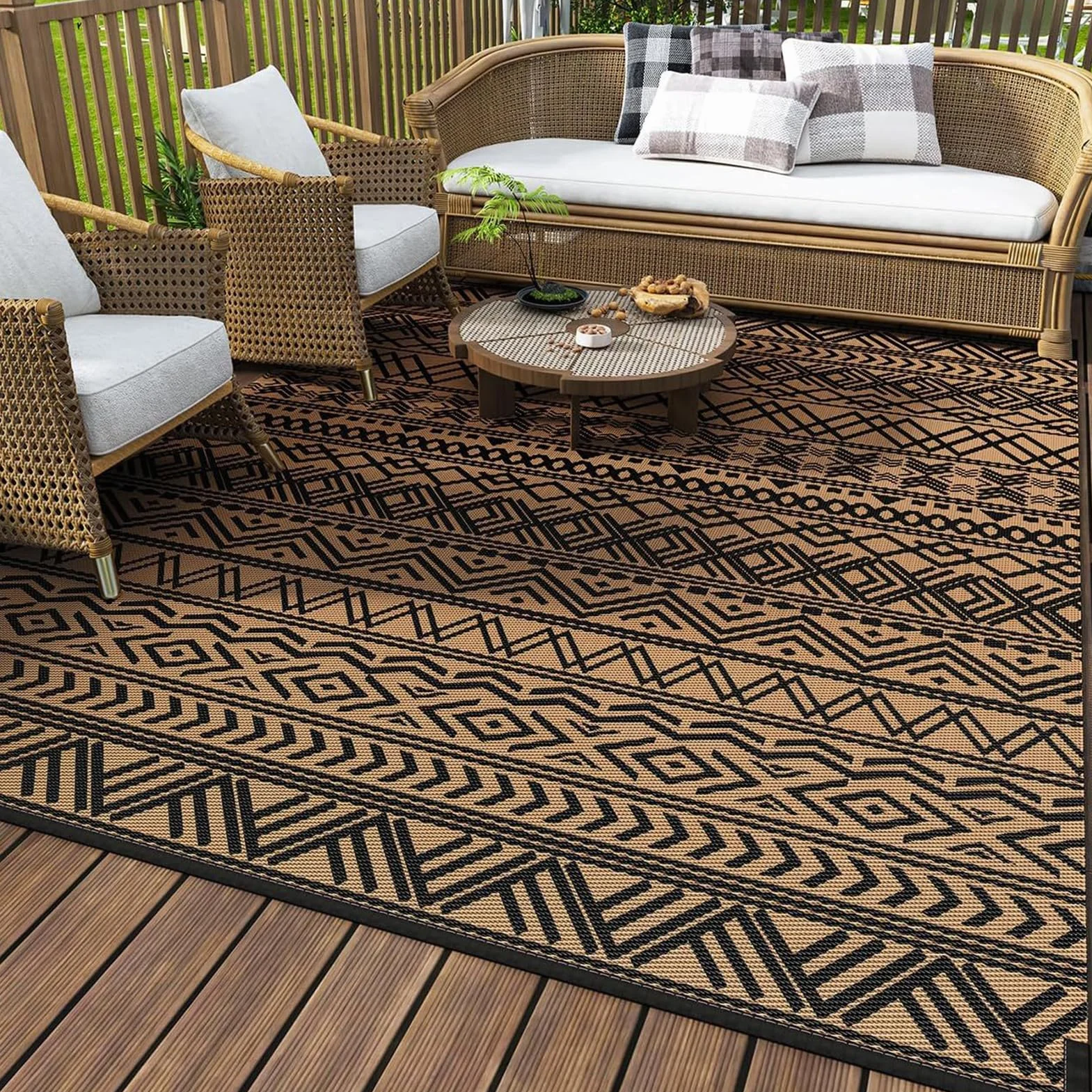 Alfombra Exterior Grande 200x300cm Antideslizante Resistente al Agua para Jardín Patio