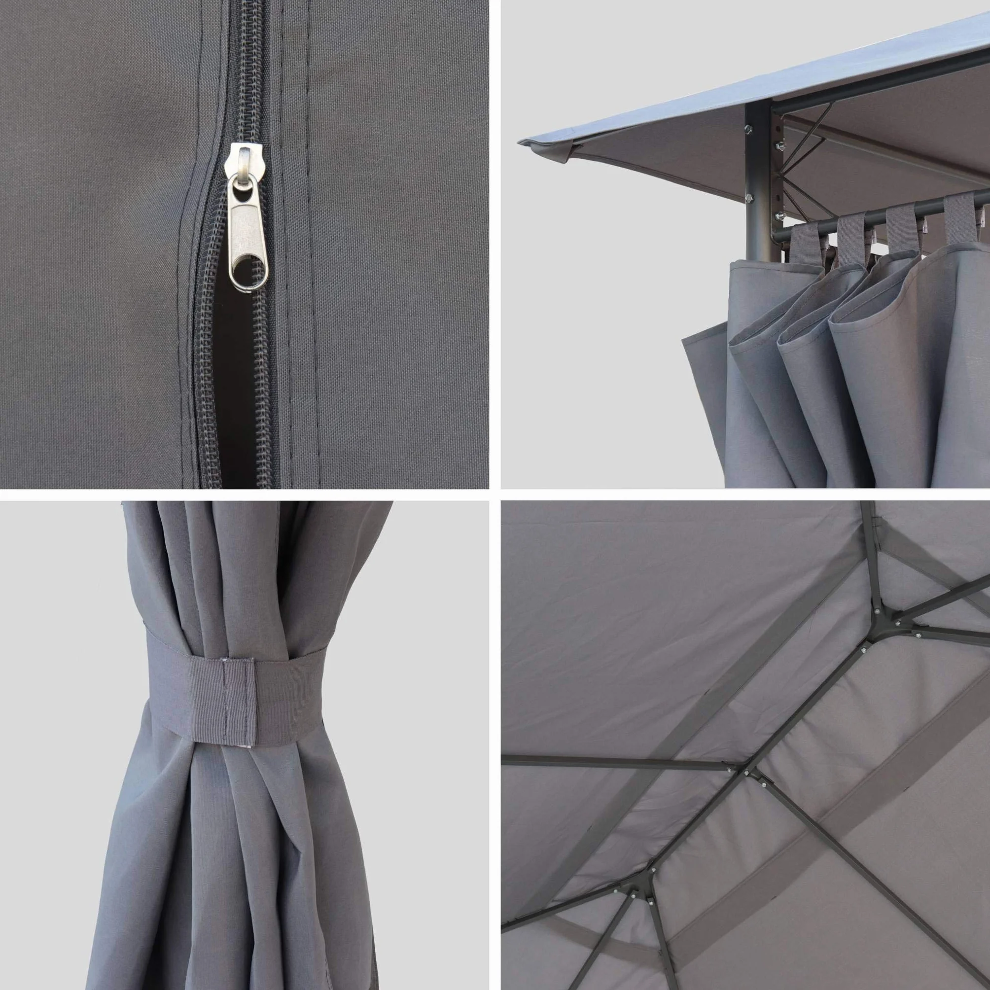 Pérgola con Cortinas 3x4m Divio Gris 367x267x262 cm Alice's Garden sweeek