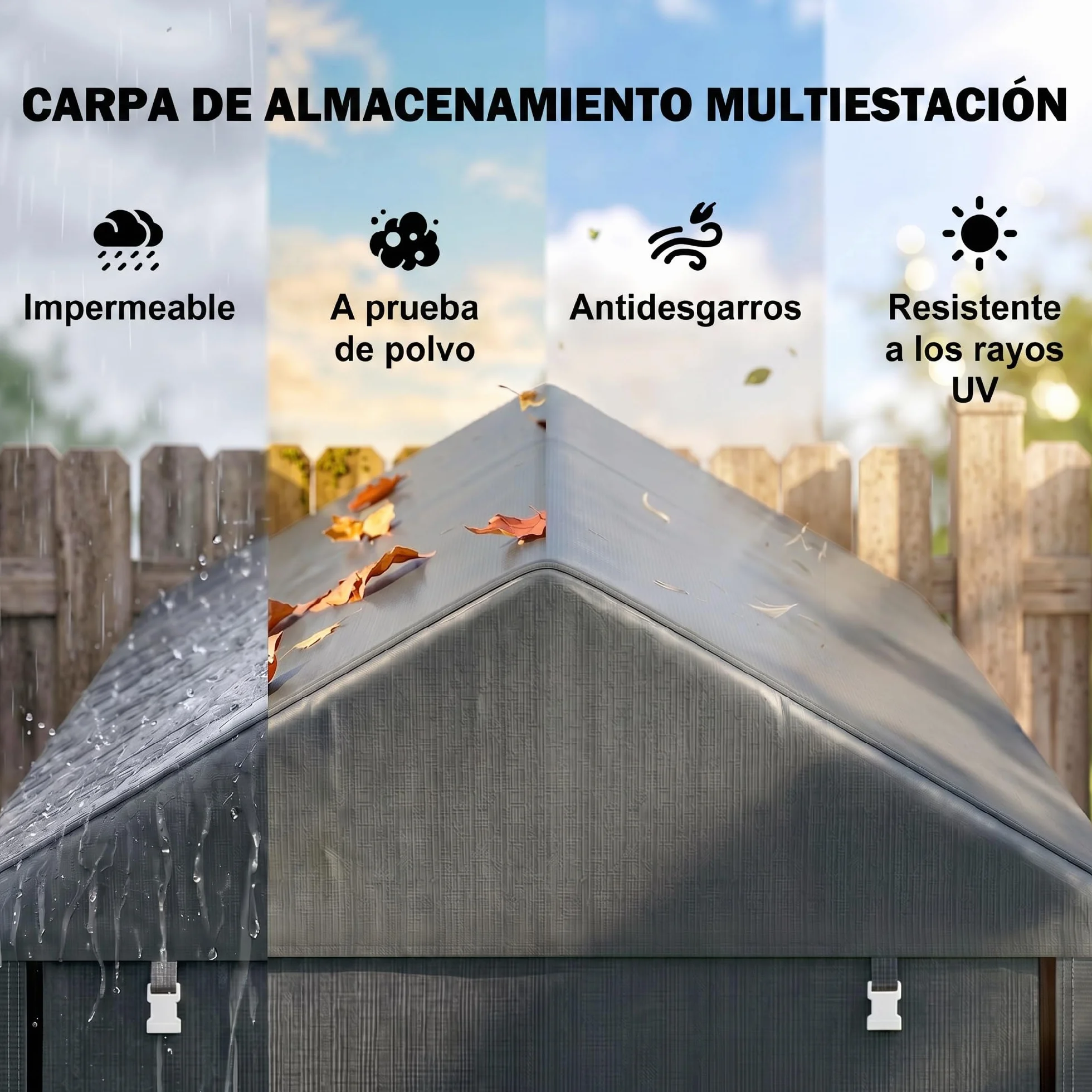 Outsunny Cobertizo Exterior 1,2x1,8x1,65 m Impermeable Anti-UV Garaje Portátil Gris Oscuro
