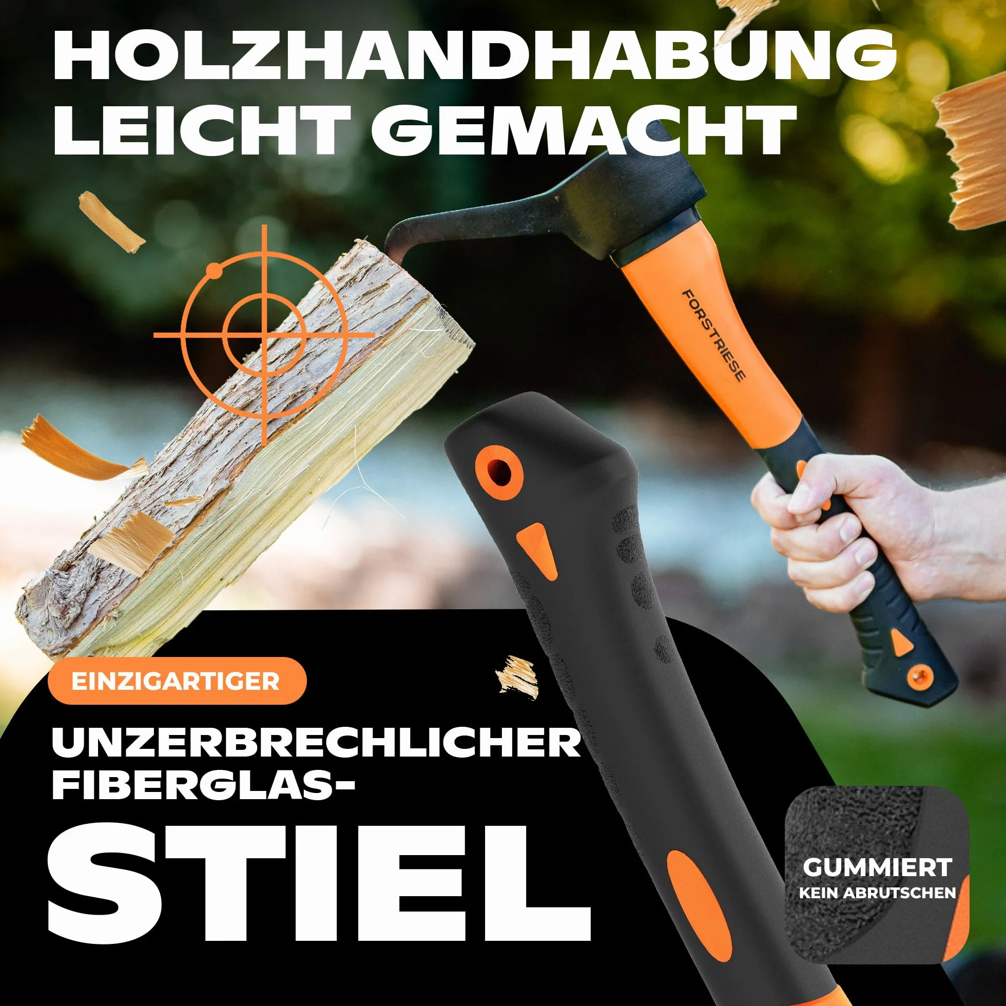 Sappie - Herramienta Forestal Sapie TX37 de 37 cm, Mango de plástico de Fibra de Vidrio inastillable, con Agarre ergonómico para un Agarre Seguro, Forst Zappi