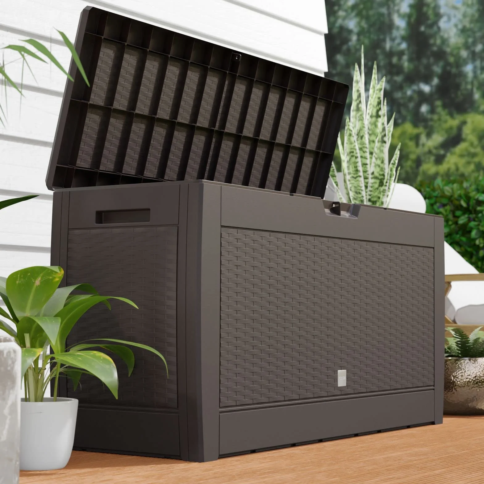 CASARIAŽ Arcón Jardín Exterior Baúl Almacenaje 310L 119x48x60cm Marrón