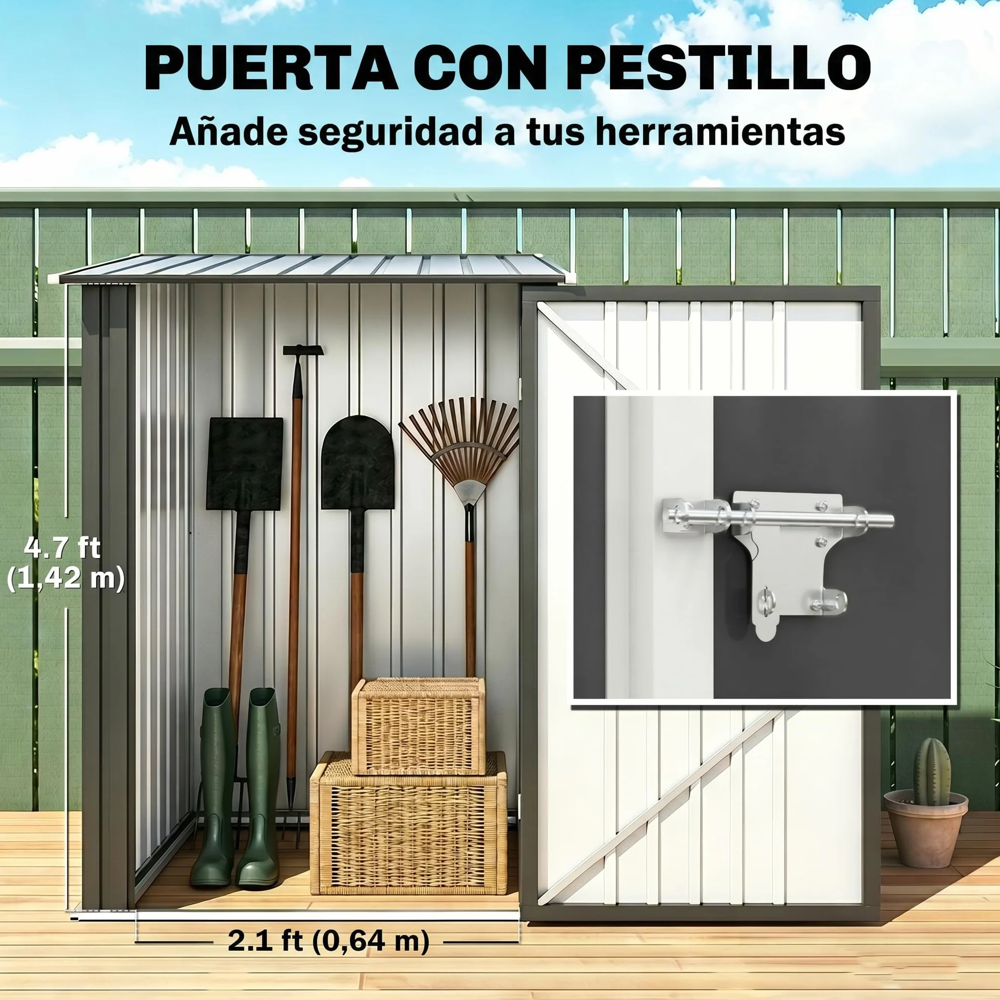 Outsunny Cobertizo de Jardín Exterior Metálica 0,92 m² 100x103x160 cm Gris Oscuro
