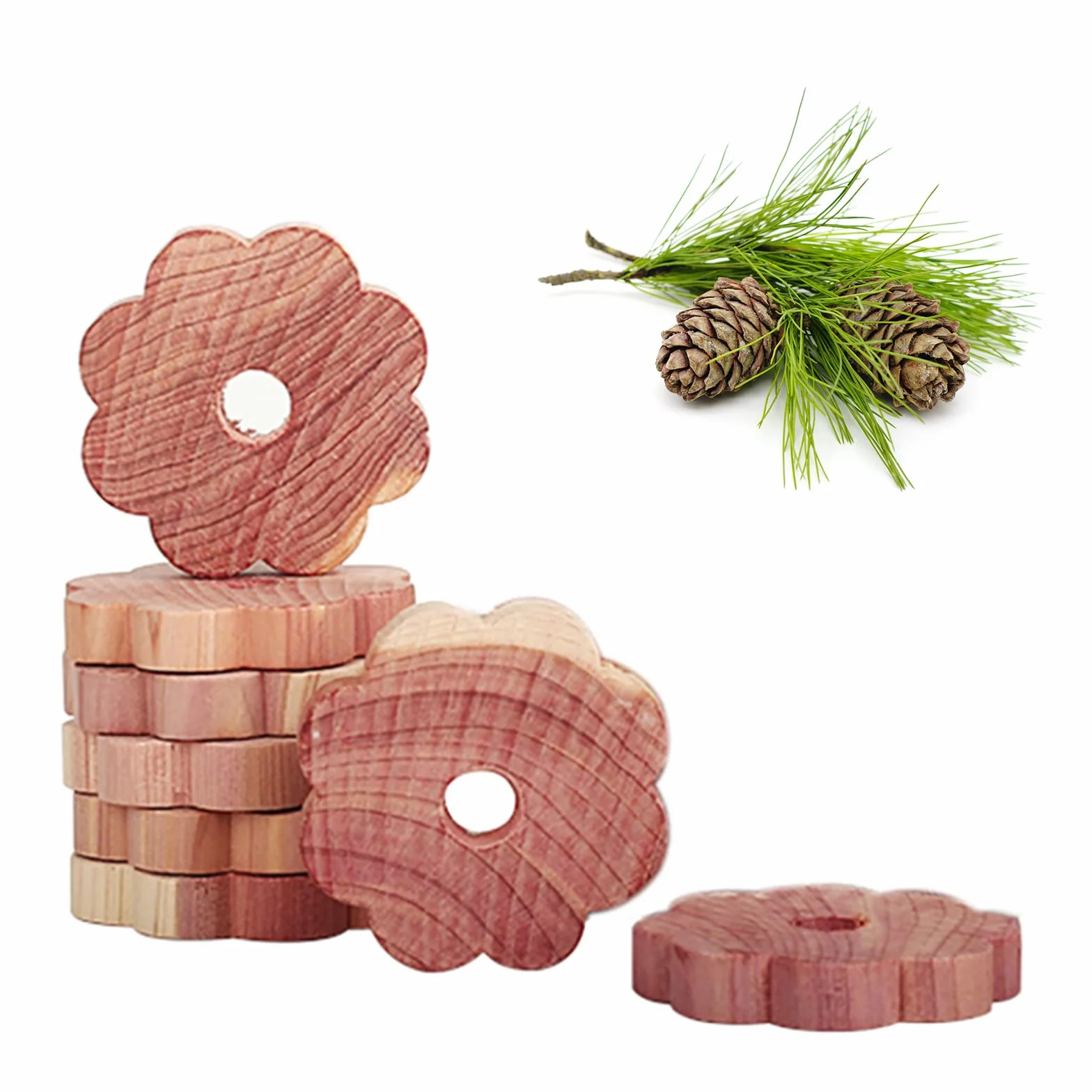 Anillos de Madera de Cedro, Madera de Cedro, Cedro Antipolillas Natural, Antipolillas de Madera de Cedro, para Armarios, Perchas, Cajones, Ropa, Almacenamiento, 8 Piezas