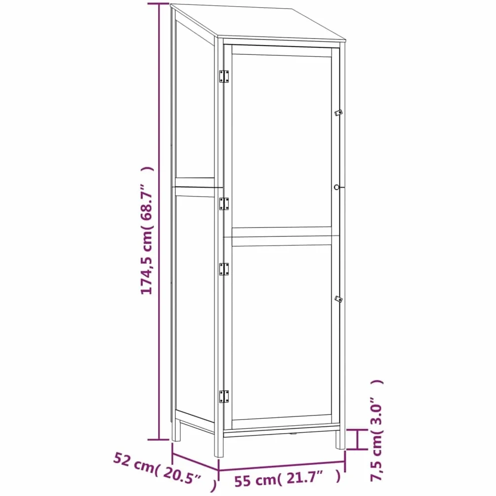 Cobertizo de jardín Madera Maciza de Abeto marrón 55x52x174,5cm