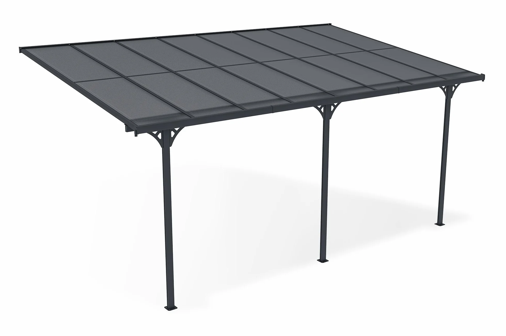 Cazeboo Carport Pérgola Adosada 15m² KLEO 5x3m Aluminio Gris