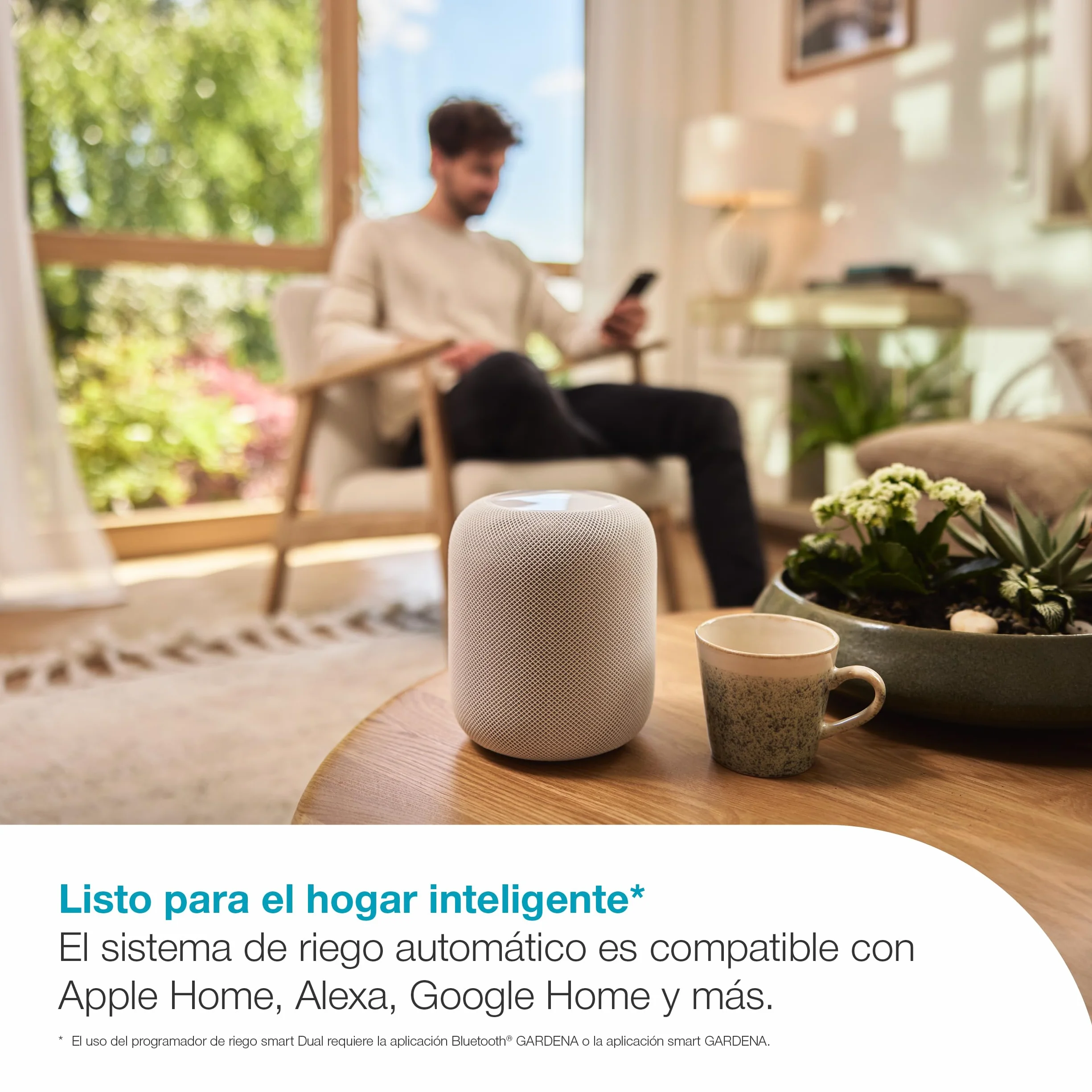 Gardena Programador de riego dual smart 19034-20 para dos espacios de jardín