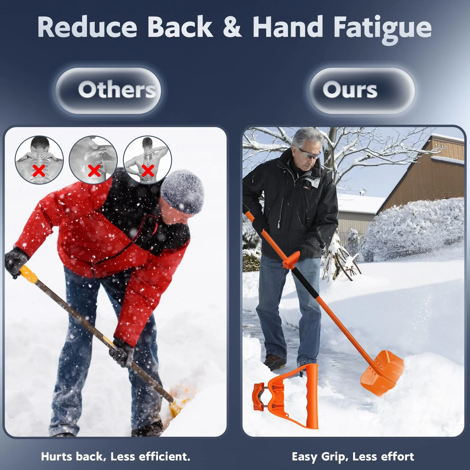Pala de nieve metálica ergonómica 176CM manija ajustable 33CM lámina para coche emergencia