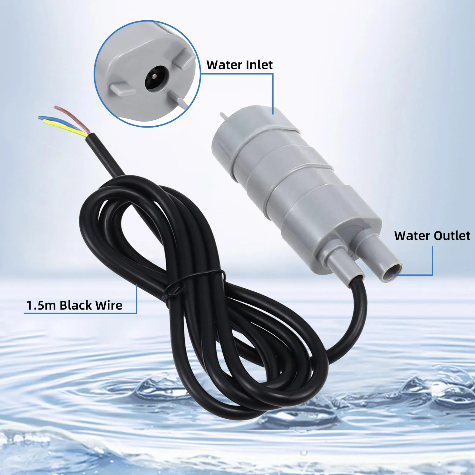 Bomba de agua sumergible 12V 840L/H 3A alto flujo Micromotor para autocaravana estanque acuario