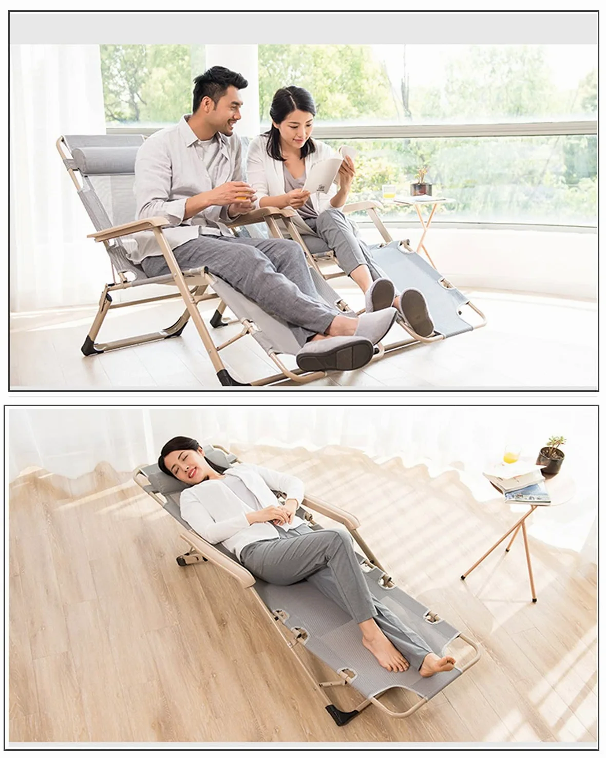 sdneNest - Juego de 1 silla de patio de gravedad cero sillas plegables reclinables ajustables al aire última intervensión para terraza, patio, playa, patio con almohada y cojín reclinable (Graya 178 x