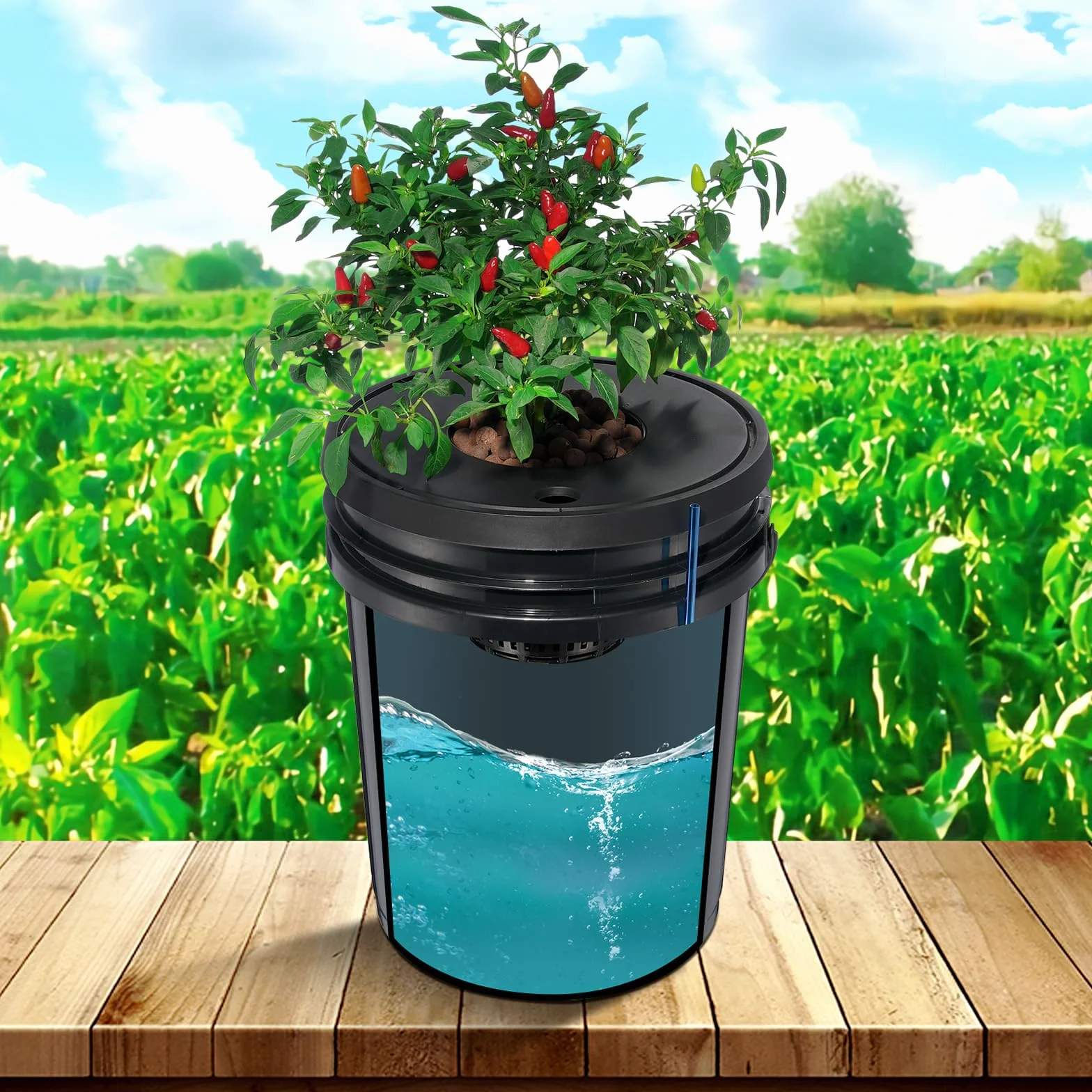 VEVOR DWC Sistema de Cultivo Hidropónico 20L 8 Cubos Bomba de Aire Piedras de Aire