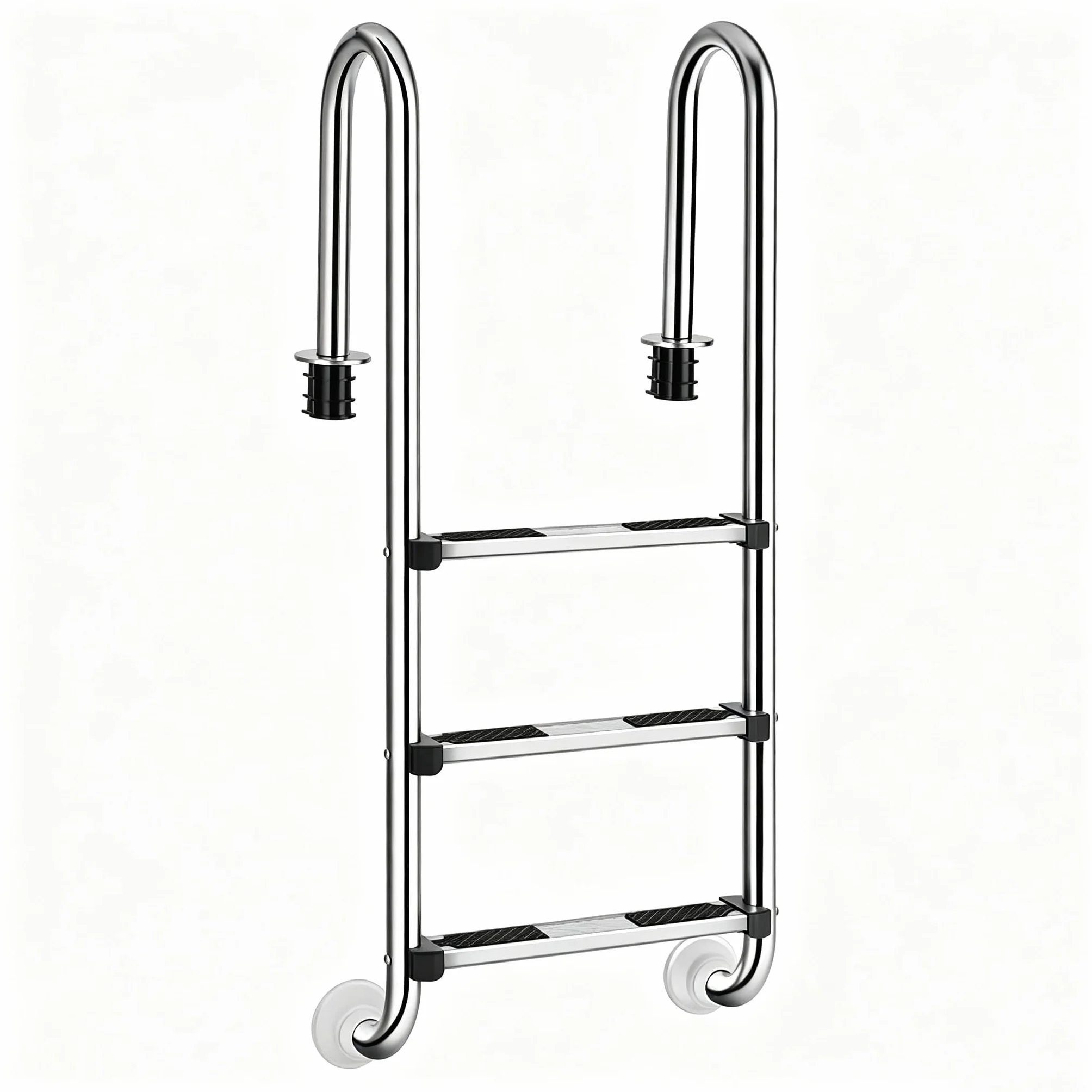 GYMAX Escalera de Piscina de 3 Peldaños de Acero Inoxidable, 150 kg, 55 x 25 x 132,5 cm, Plateado