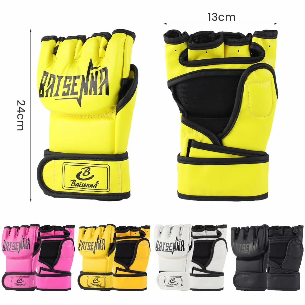 Guantes de Boxeo para Adulto, Cuero, MMA, Muay Thai, Kickboxing, Sparring
