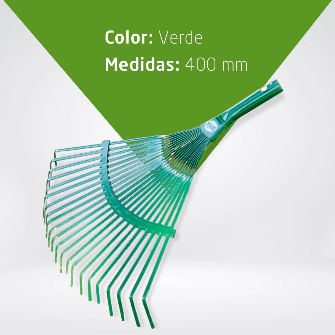 Amig Escoba de Jardín Acero Rastrillo 22 Púas Planas Metálicas 400 mm