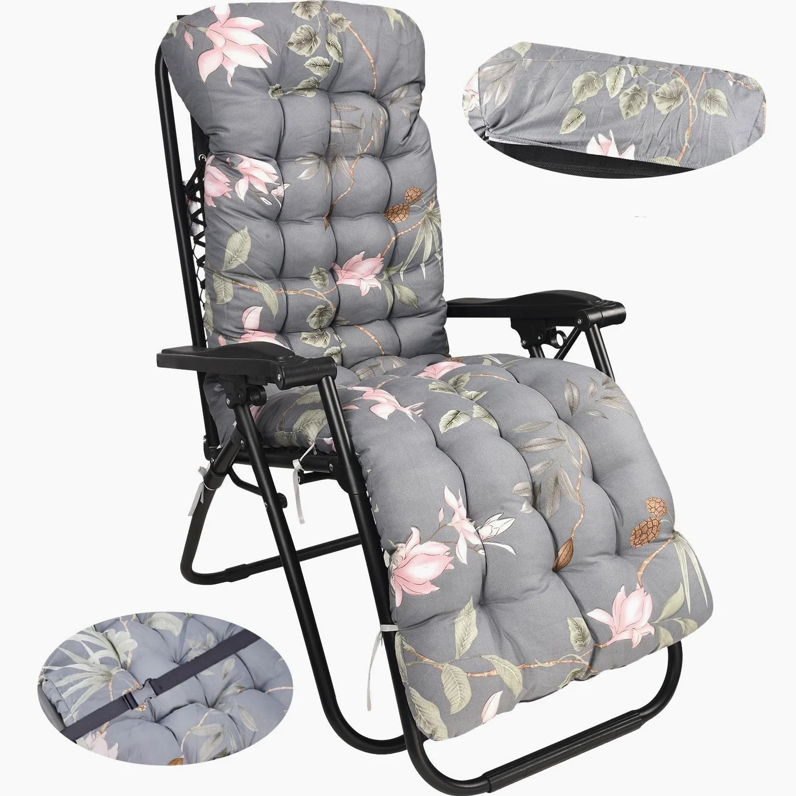 Cojín Tumbona Colchón, Colchoneta Tumbona Exterior, Cojín para Tumbona de Jardín, Antideslizante Espesar Cojín acolchado para tumbonas para Jardín, Piscina, Playa, Terraza y Balcón (170x53cm) (D)