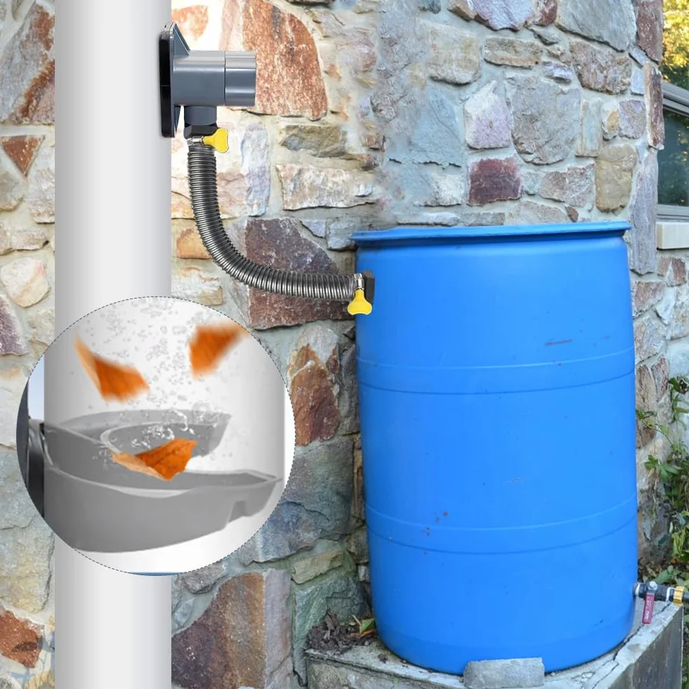 Colector de agua de lluvia para bajantes 70-110 mm, conector tuberías lluvia, techos hasta 80 m²