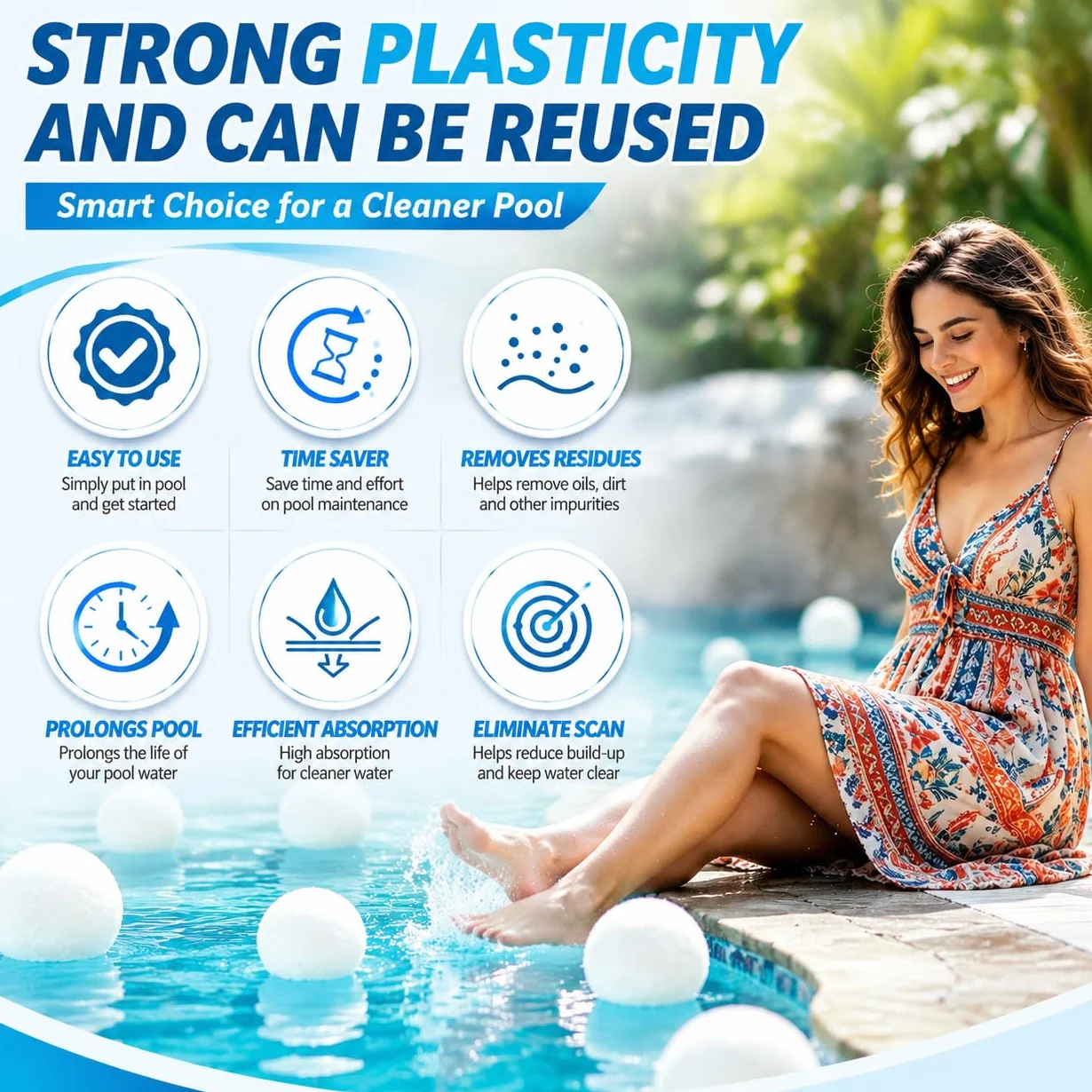 ZoneYan Bolas Eliminadoras de Escoria 2 Piezas, Absorbente de Grasa Reutilizables para Piscina y Hot Tub