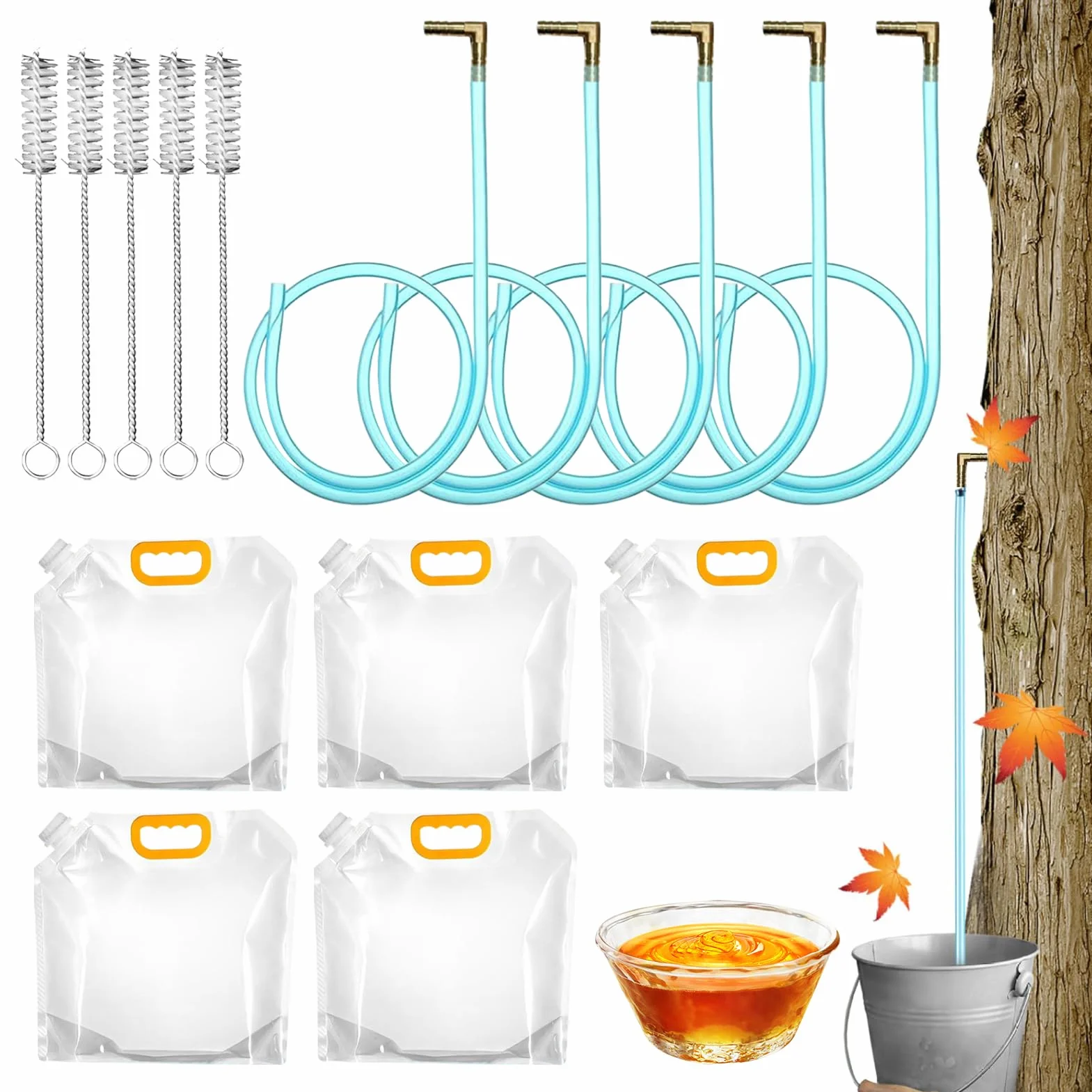 Kit de Recolección de de Arce Brocas, y Cepillo para Tubos de | Kit de Extracción de con Espiches de Arce Para jardín y exterior, aficionados principiantes, recolección