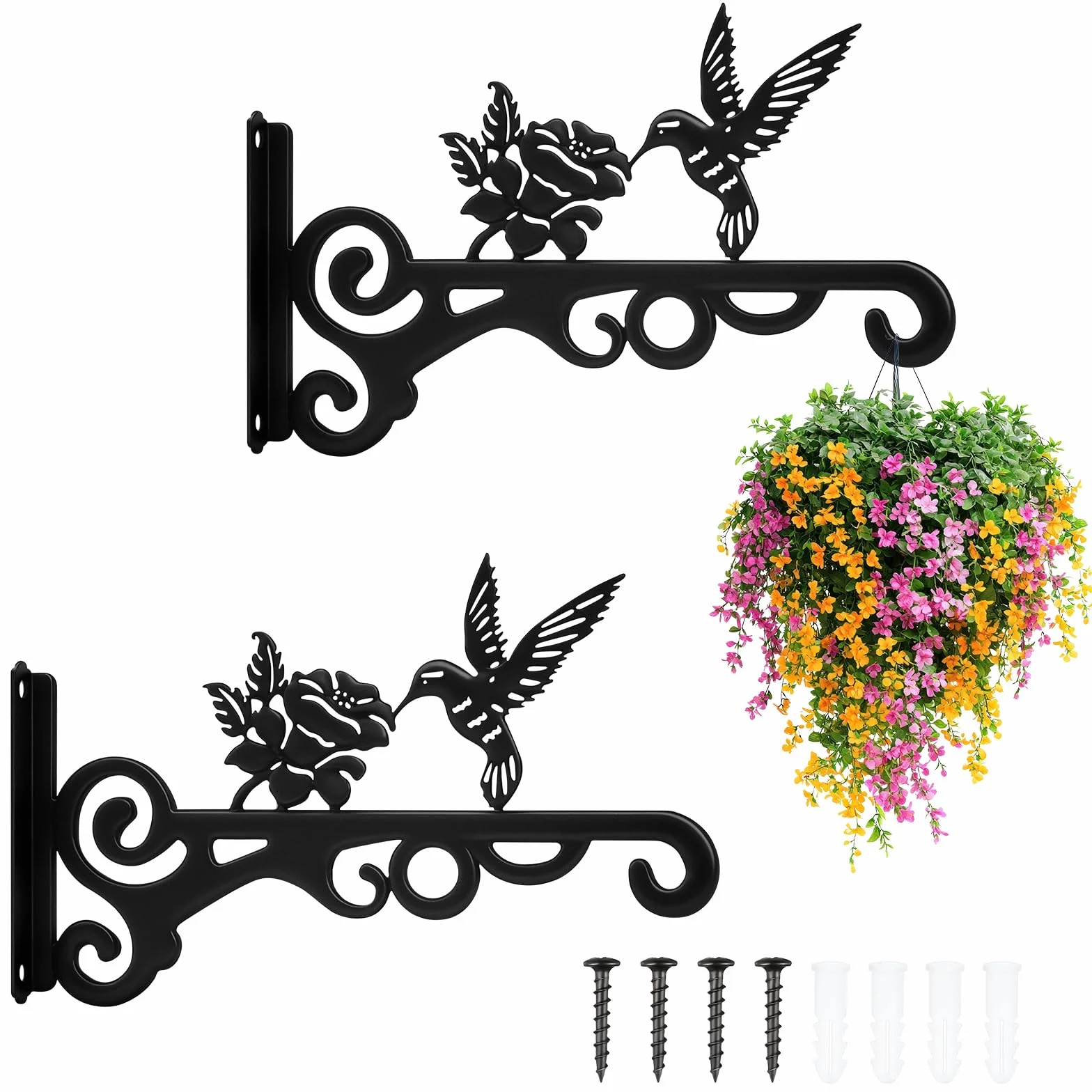 Zocipro Soportes Metálicos para Colgar Plantas 25 cm Ganchos de Pared de Hierro Negro