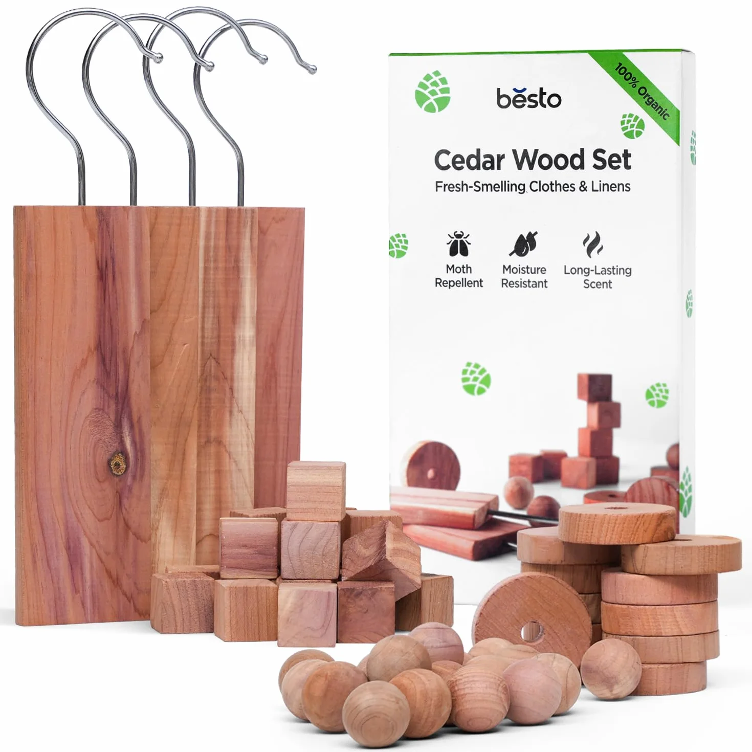 Repelente de polillas de madera de cedro para armarios, 56 discos de madera de cedro 100% natural, anillos de madera de cedro y bolas de cedro para caja de almacenamiento, cajones, almacenamiento de