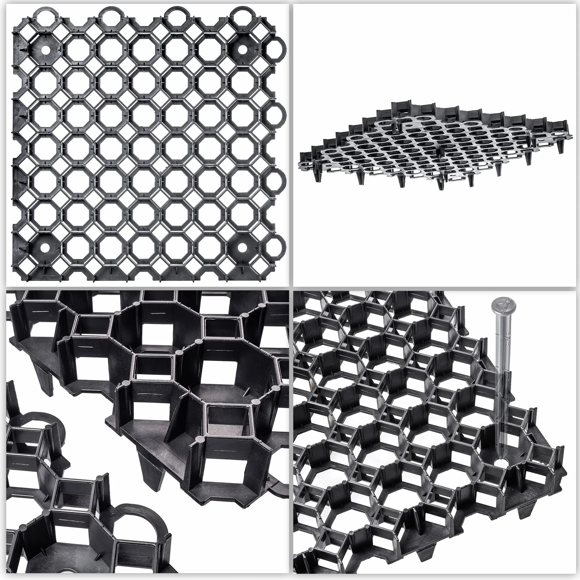 KADAX Rejilla para césped 50x50 cm Negro 10 Unidades