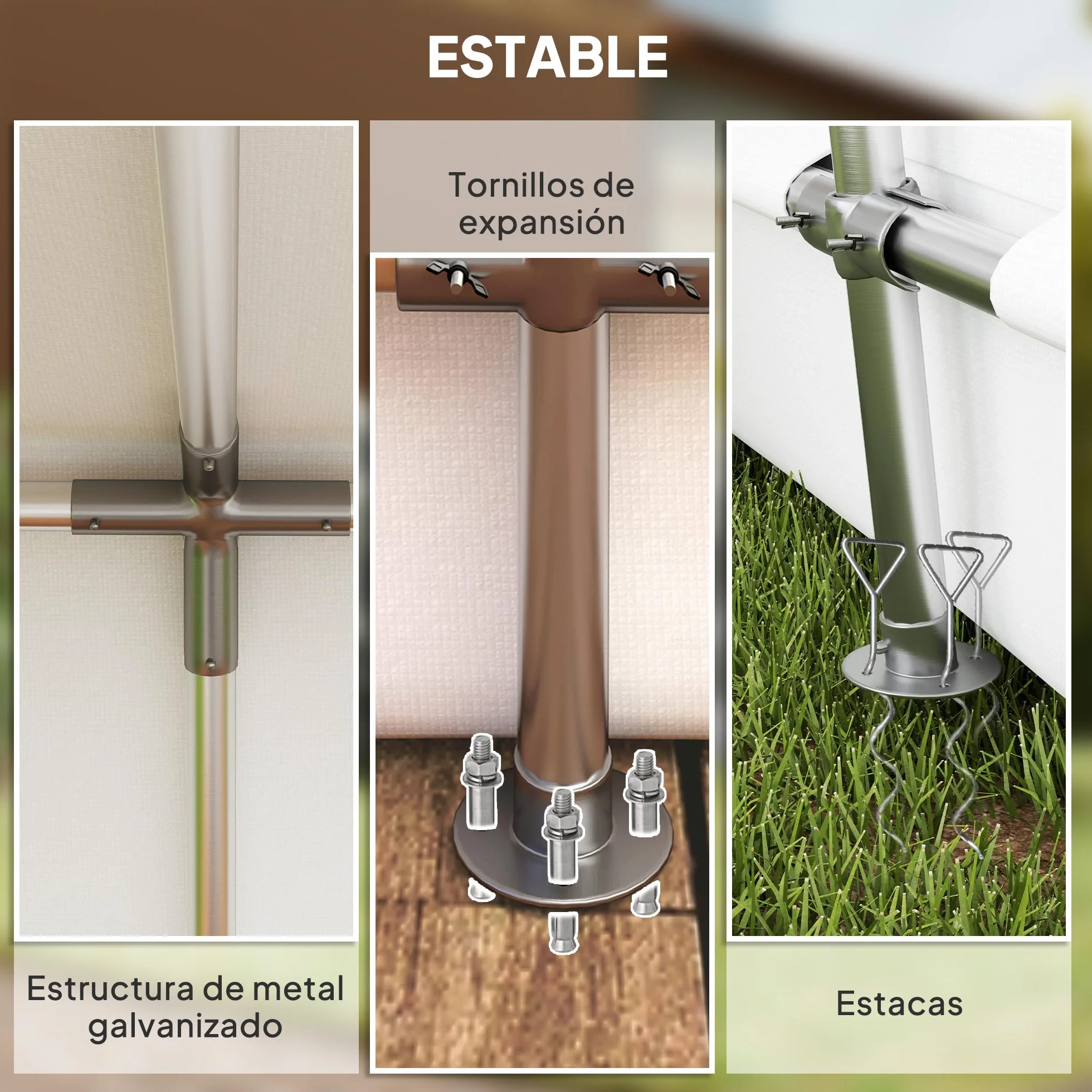 Outsunny Cobertizo Jardín Exterior 300x597x257 cm Impermeable Carpa Almacenamiento Gris