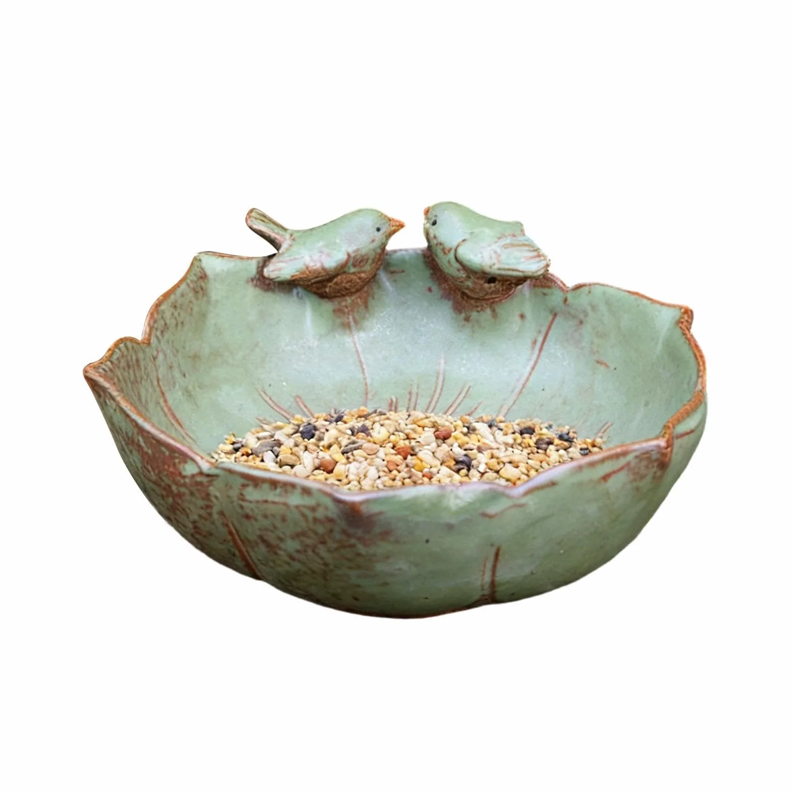 Bebedero para pájaros cerca del suelo, gran decorativo para jardín | Bebedero para pájaros de cerámica hidroponía | Para jardín, terraza, balcón, patio, jardín de invierno, interior y