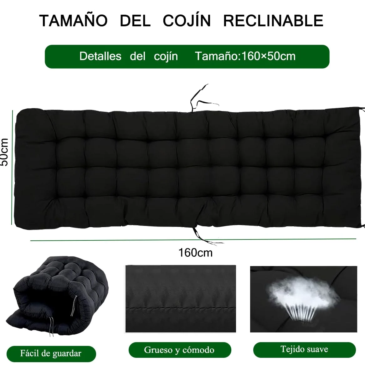 Sillas Gravedad Cero,Tumbona para Terraza Sillón De Jardín,con Reposacabeza Extraíble para Patio, Playa, Piscina,Soporte 440 Lbs. (con cojín Negro, Set de 1)