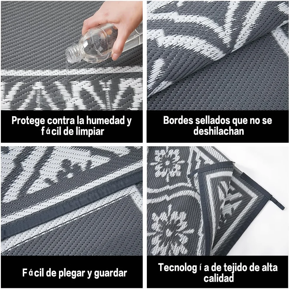 Alfombra para exteriores PureCozy 120x180 cm resistente UV reversible gris