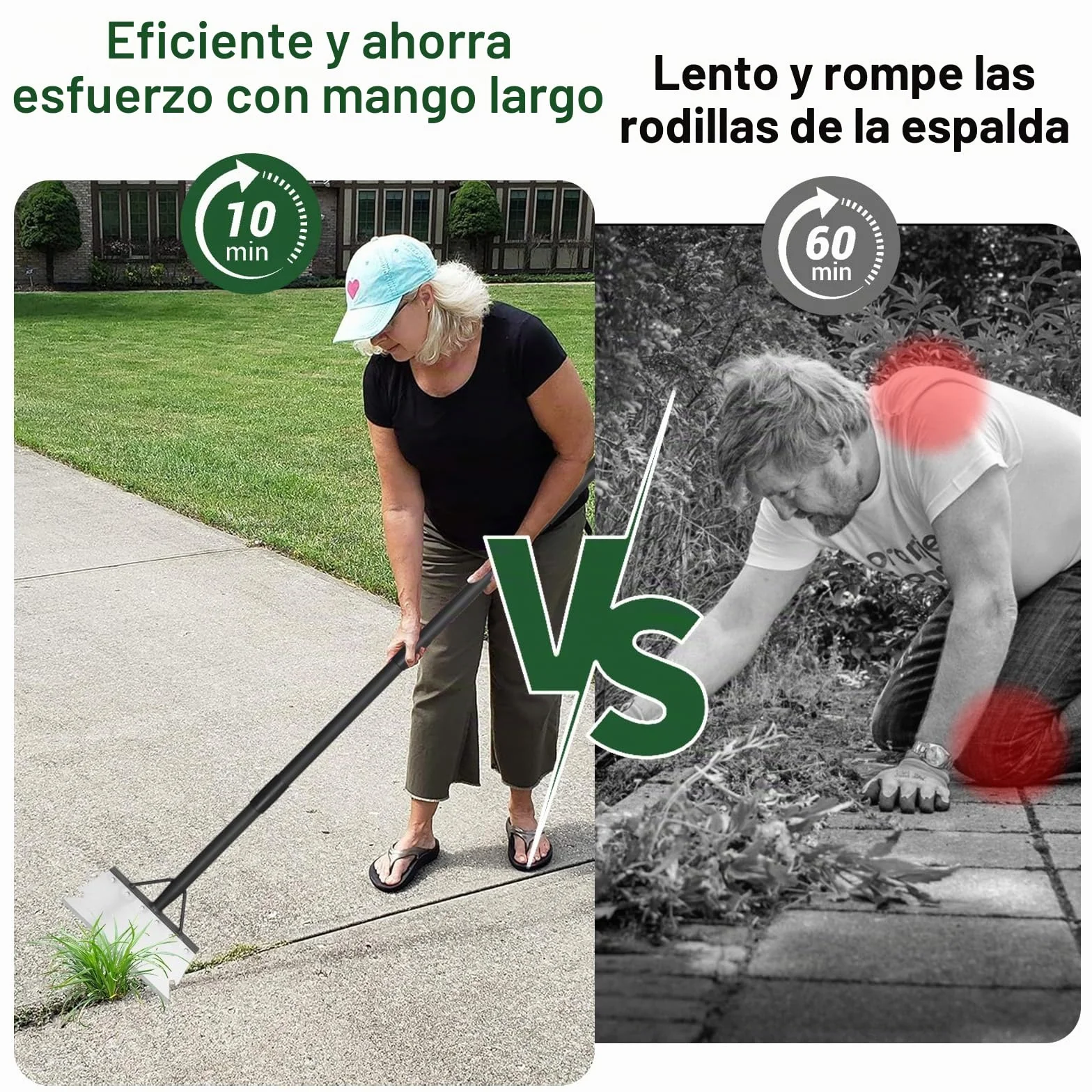 Pala de Jardín Multifuncional 148 cm, Pala Plana de Acero, Raspador para Malas Hierbas y Musgo